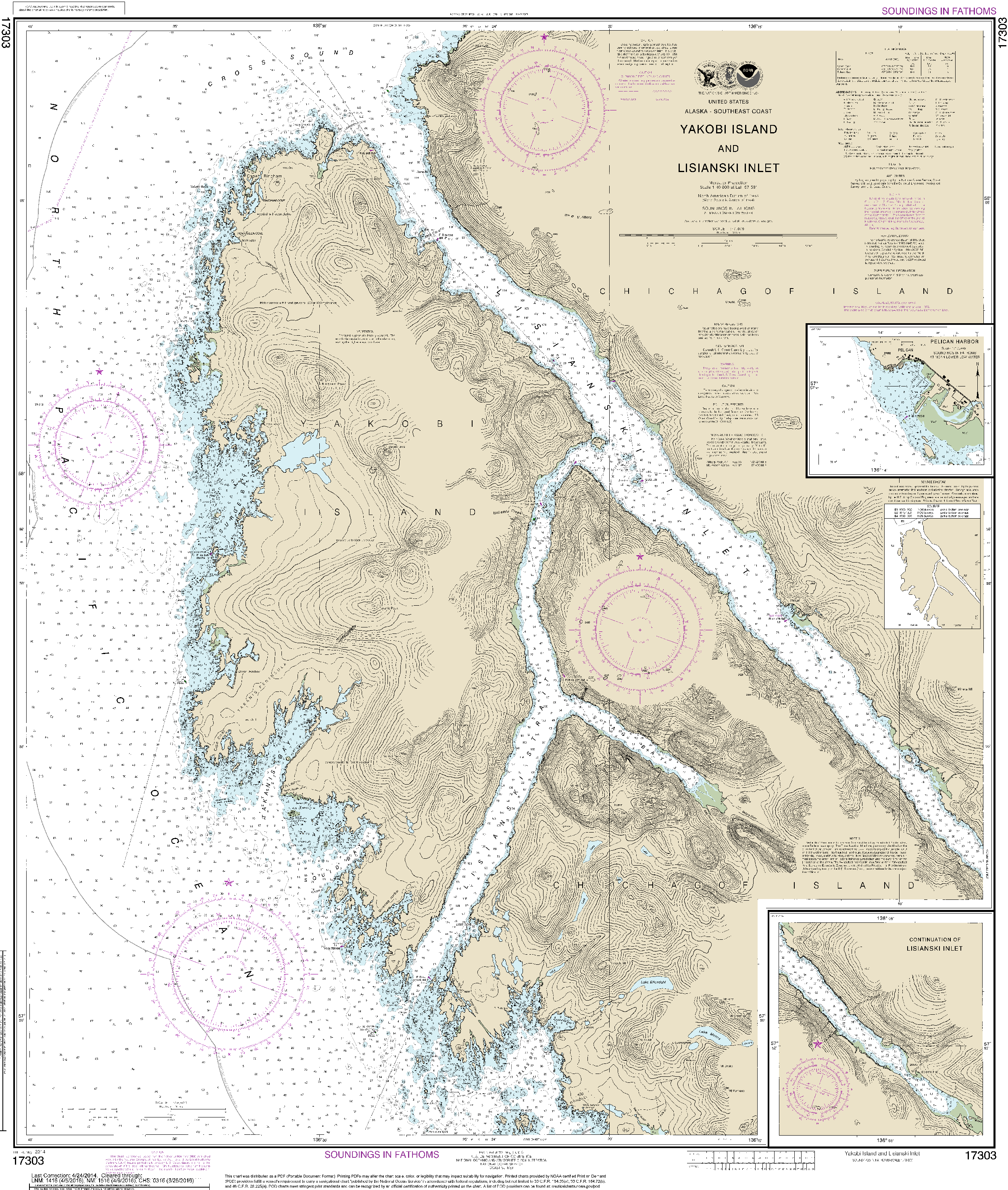 NOAA Nautical Chart 17303: Yakobi Island and Lisianski Inlet;Pelican Harbor