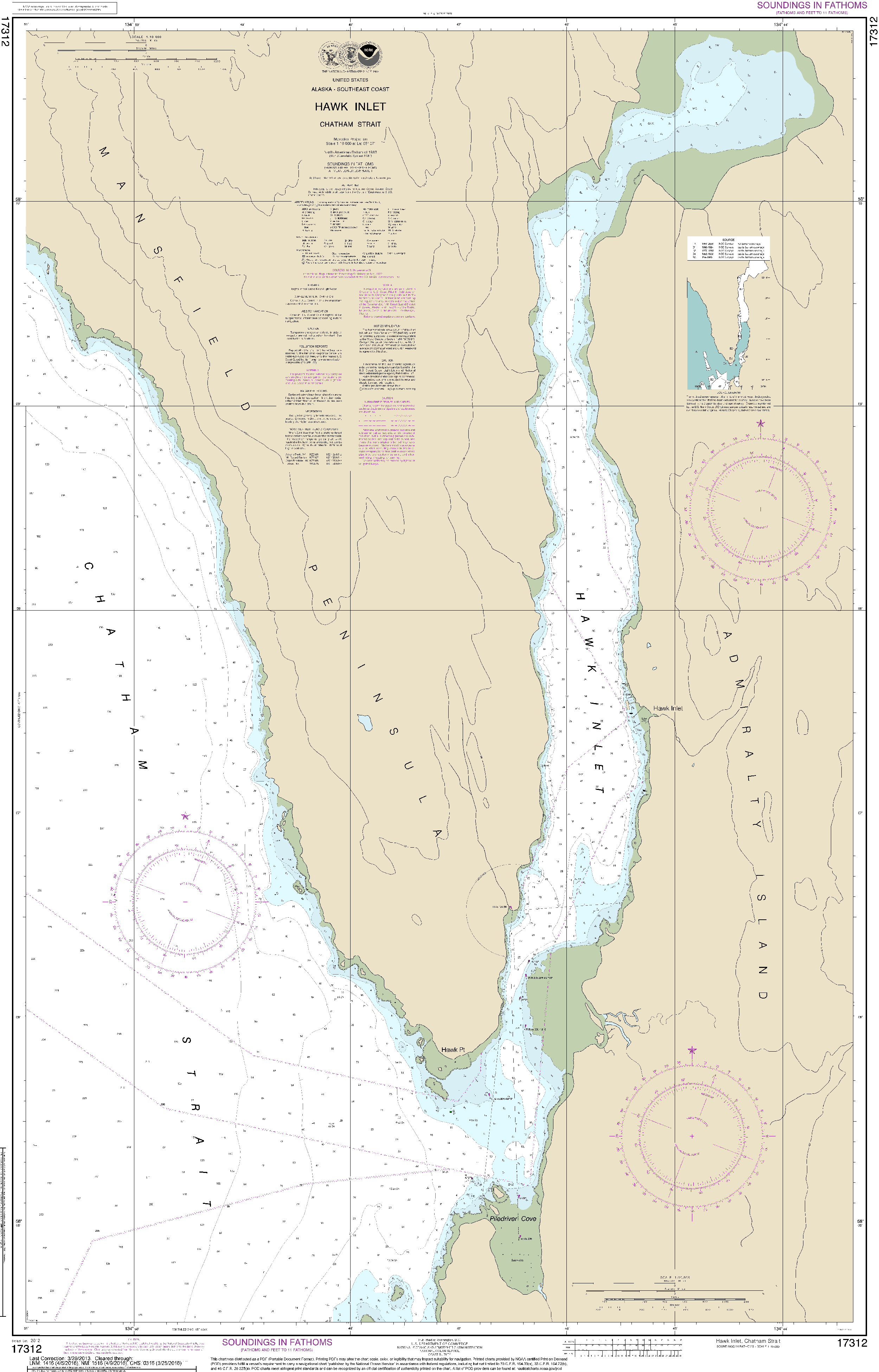 NOAA Nautical Chart 17312: Hawk Inlet, Chatham Strait – GeoMart