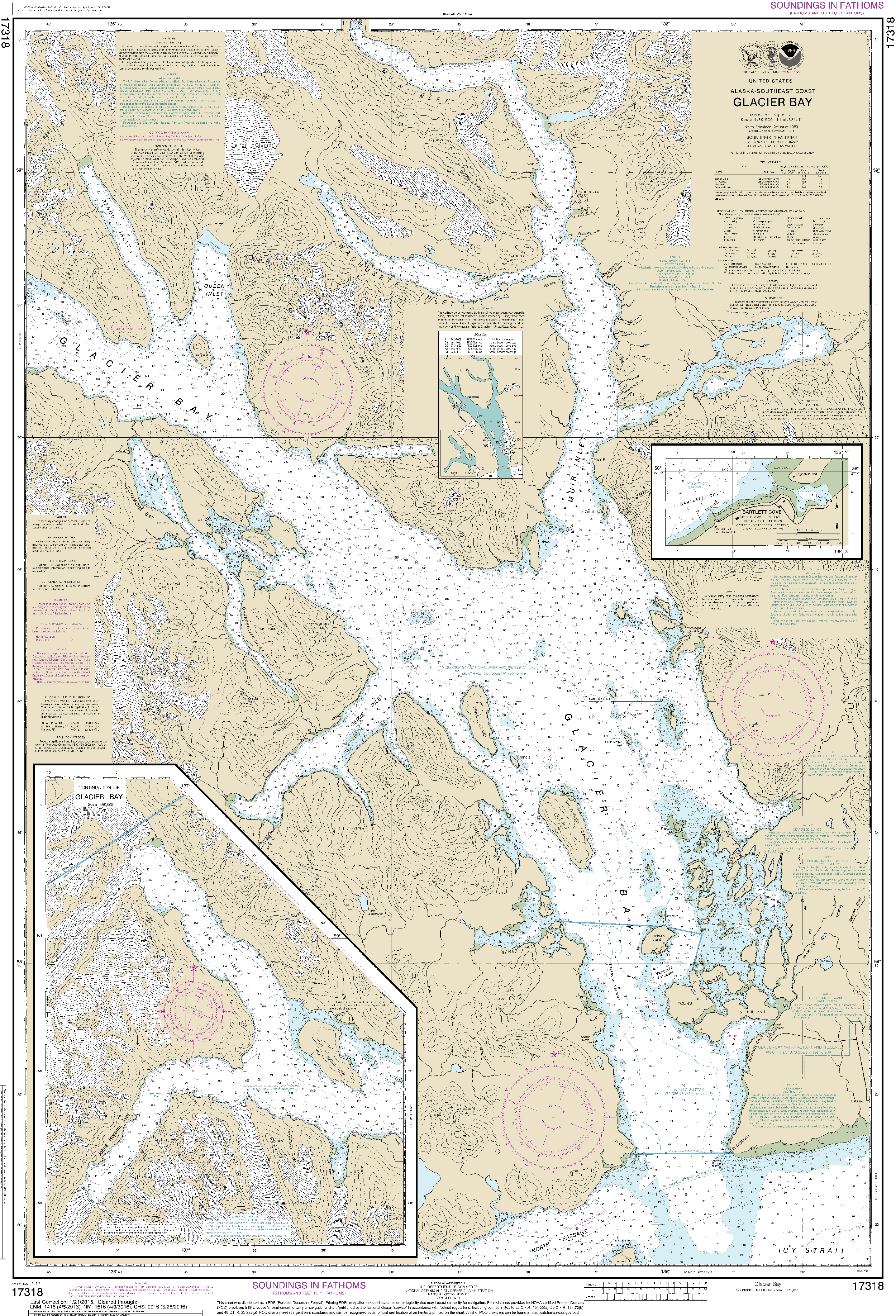 NOAA Nautical Chart 17318: Glacier Bay;Bartlett Cove