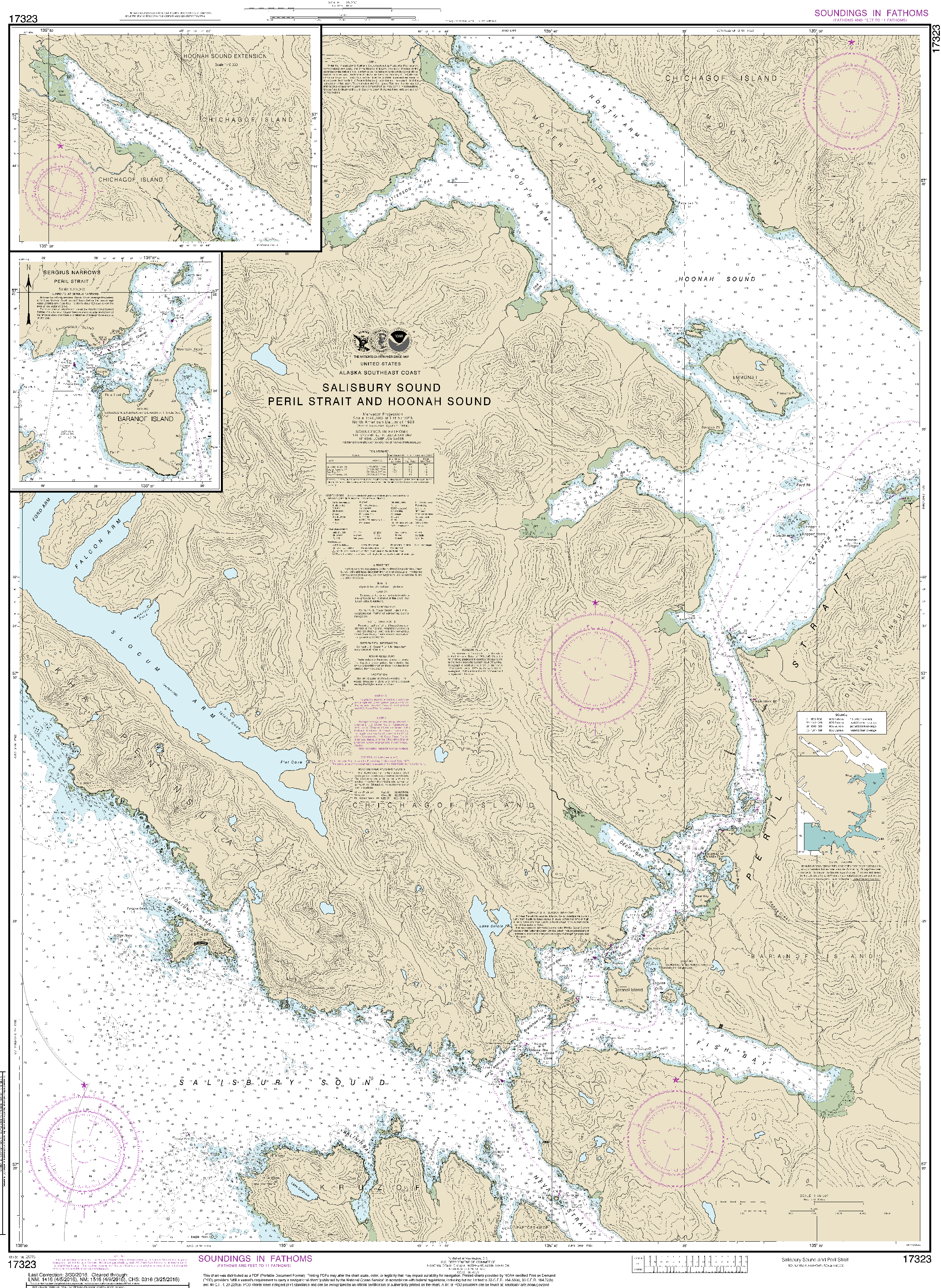 NOAA Nautical Chart 17323: Salisbury Sound, Peril Strait and Hoonah Sound