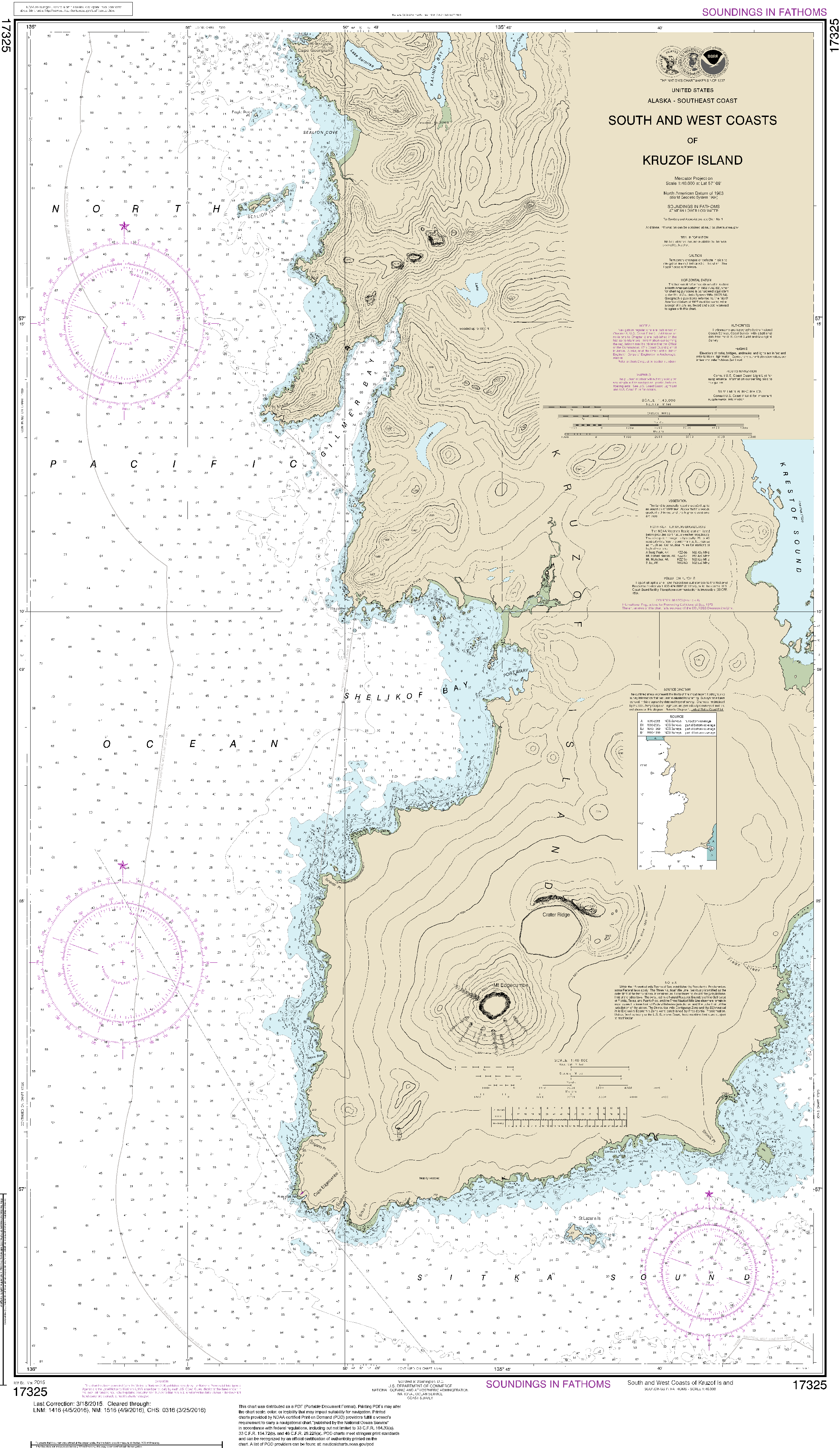 NOAA Nautical Chart 17325: South and West Coasts of Kruzof Island