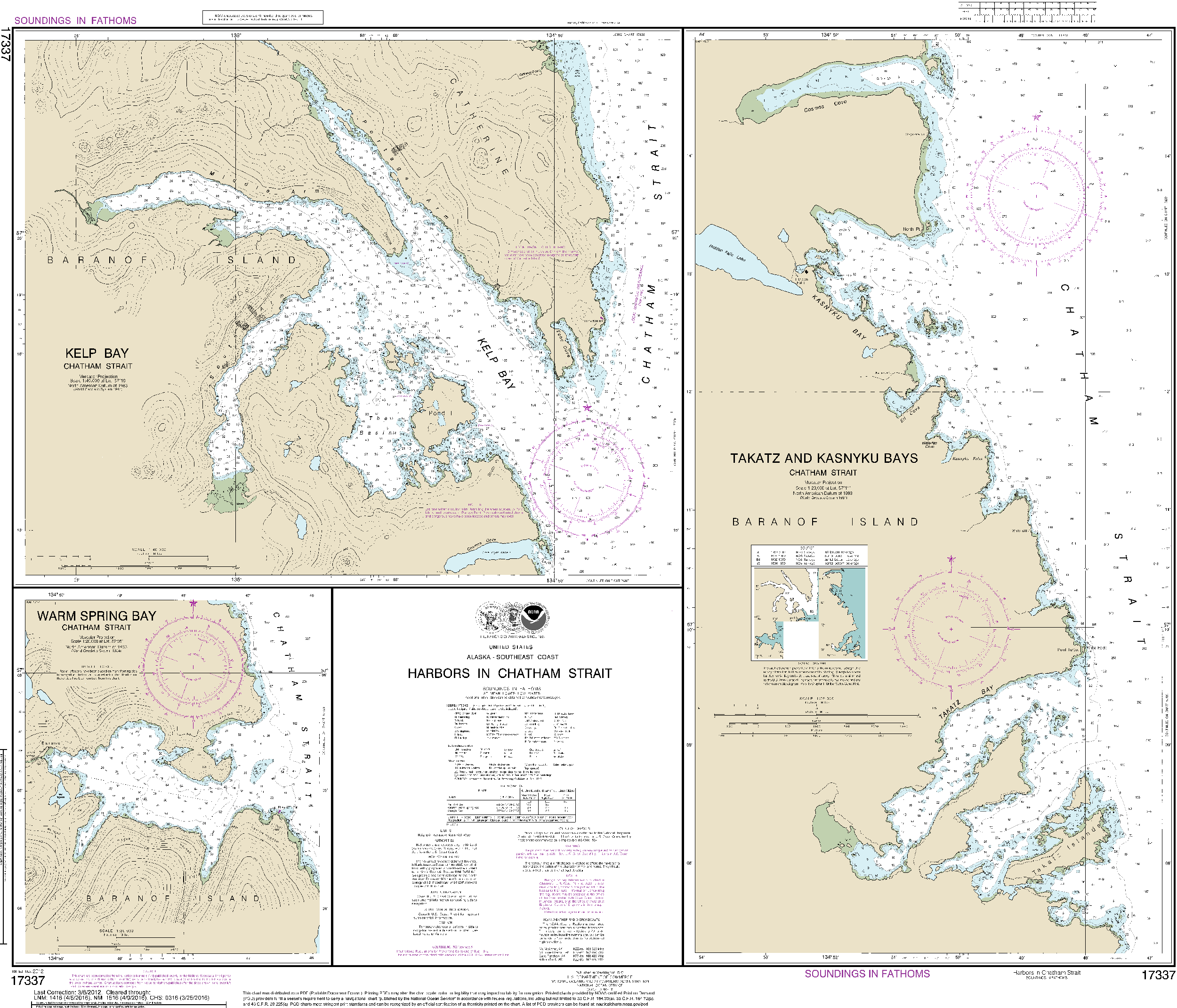 NOAA Nautical Chart 17337: Harbors in Chatham Strait Kelp Bay;Warm Spring Bay;Takatz and Kasnyku Bays