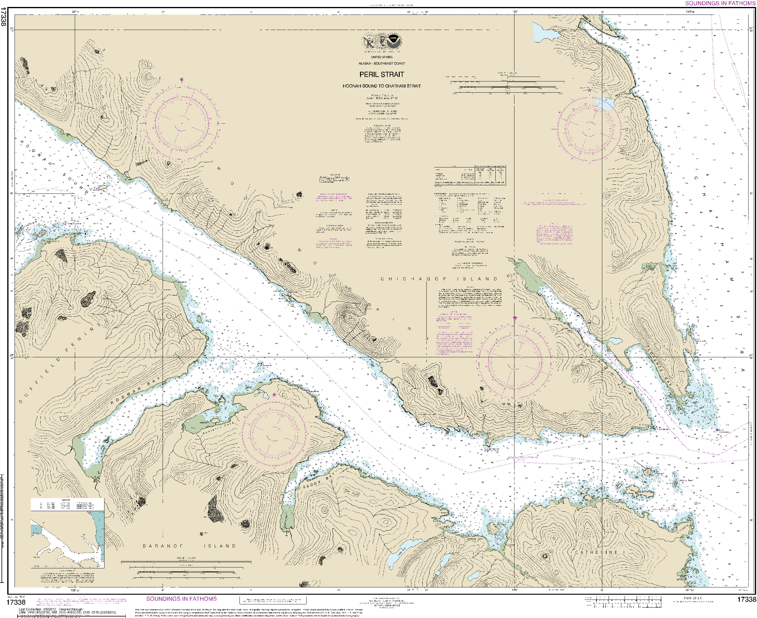 NOAA Nautical Chart 17338: Peril Str.-Hoonah Snd. to Chatham Str.