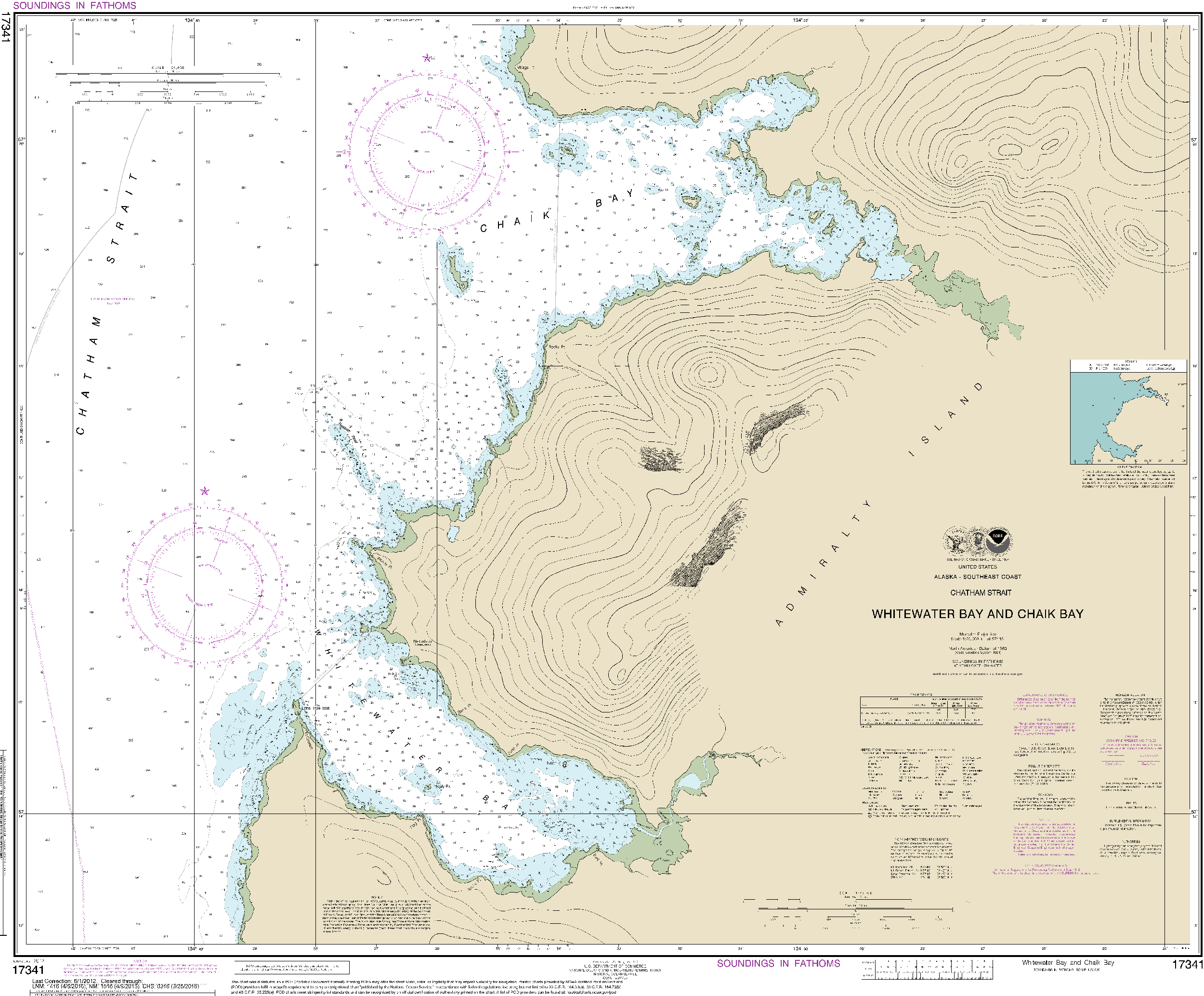 NOAA Nautical Chart 17341: Whitewater Bay and Chaik Bay, Chatham Strait