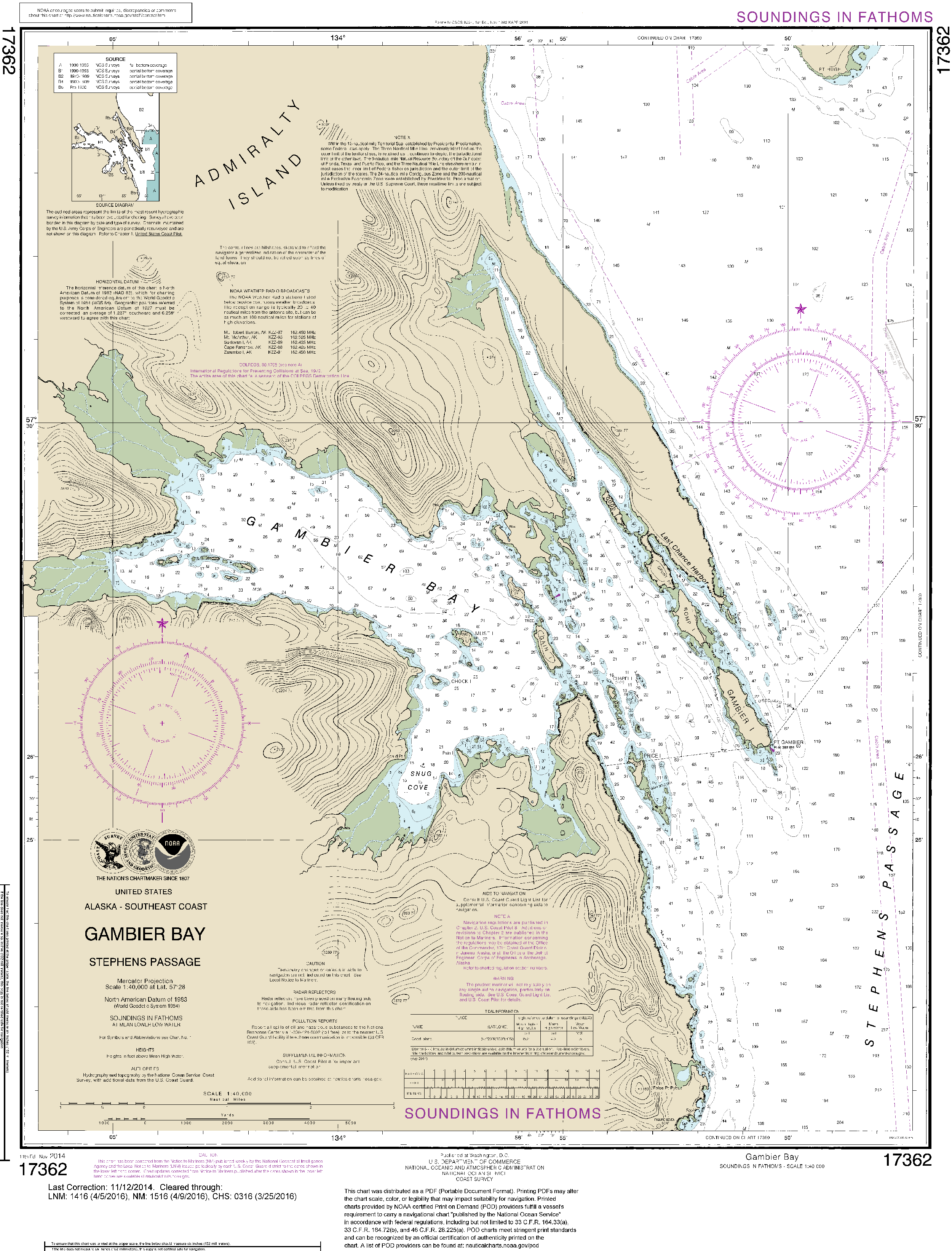 NOAA Nautical Chart 17362: Gambier Bay, Stephens Passage
