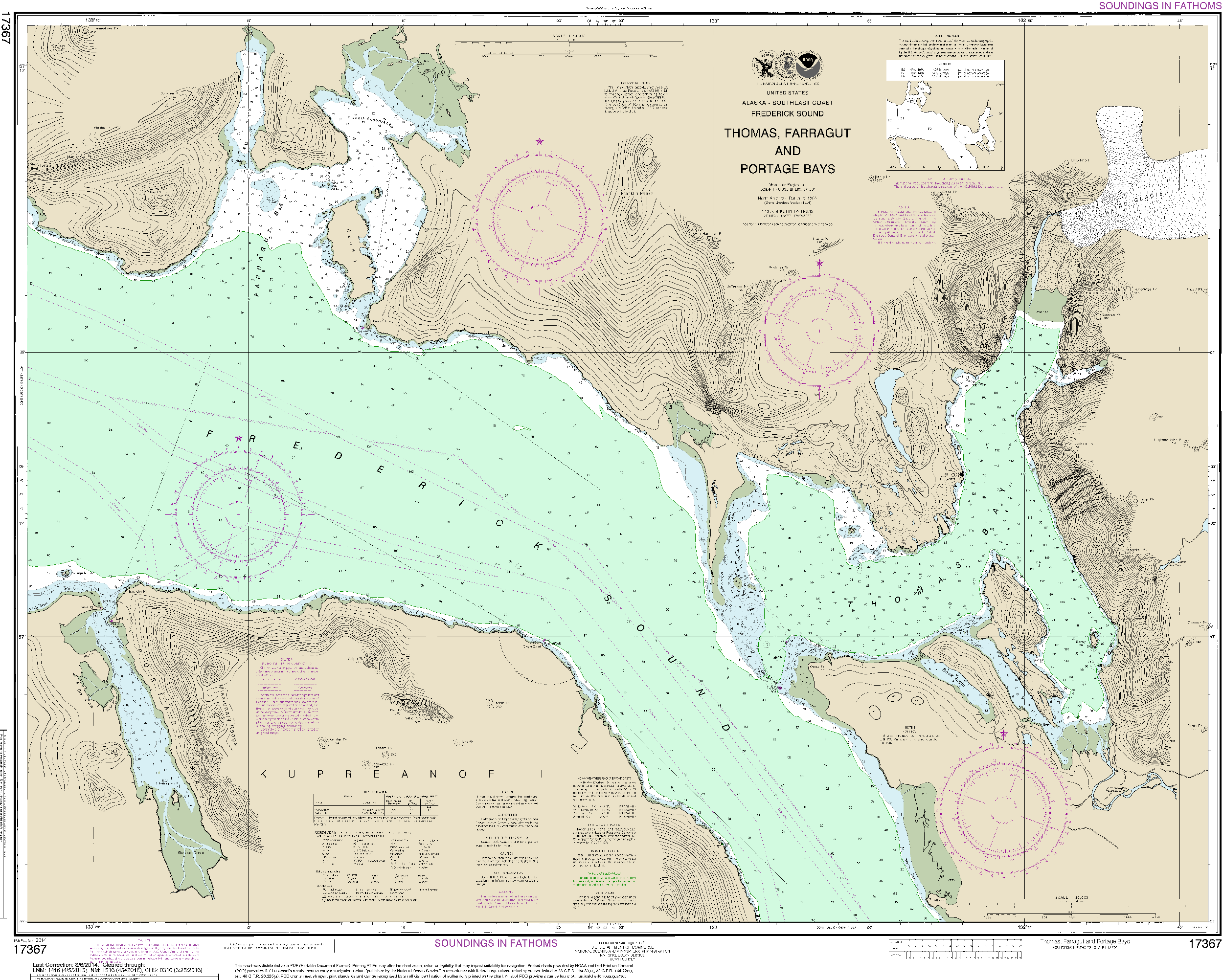 NOAA Nautical Chart 17367: Thomas, Farragut, and Portage Bays,  Frederick Sound
