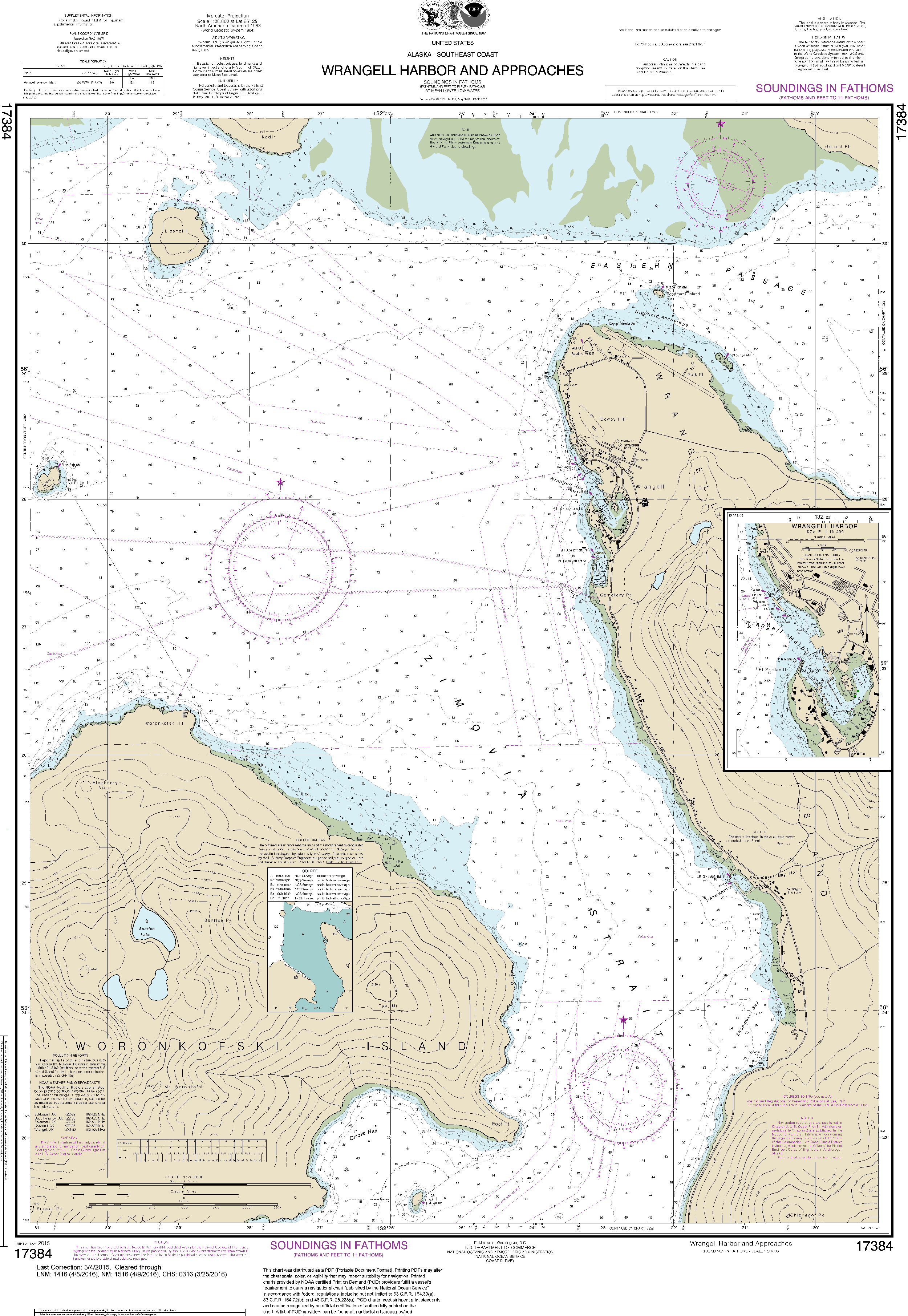 NOAA Nautical Chart 17384: Wrangell Harbor and approaches;Wrangell Harbor 