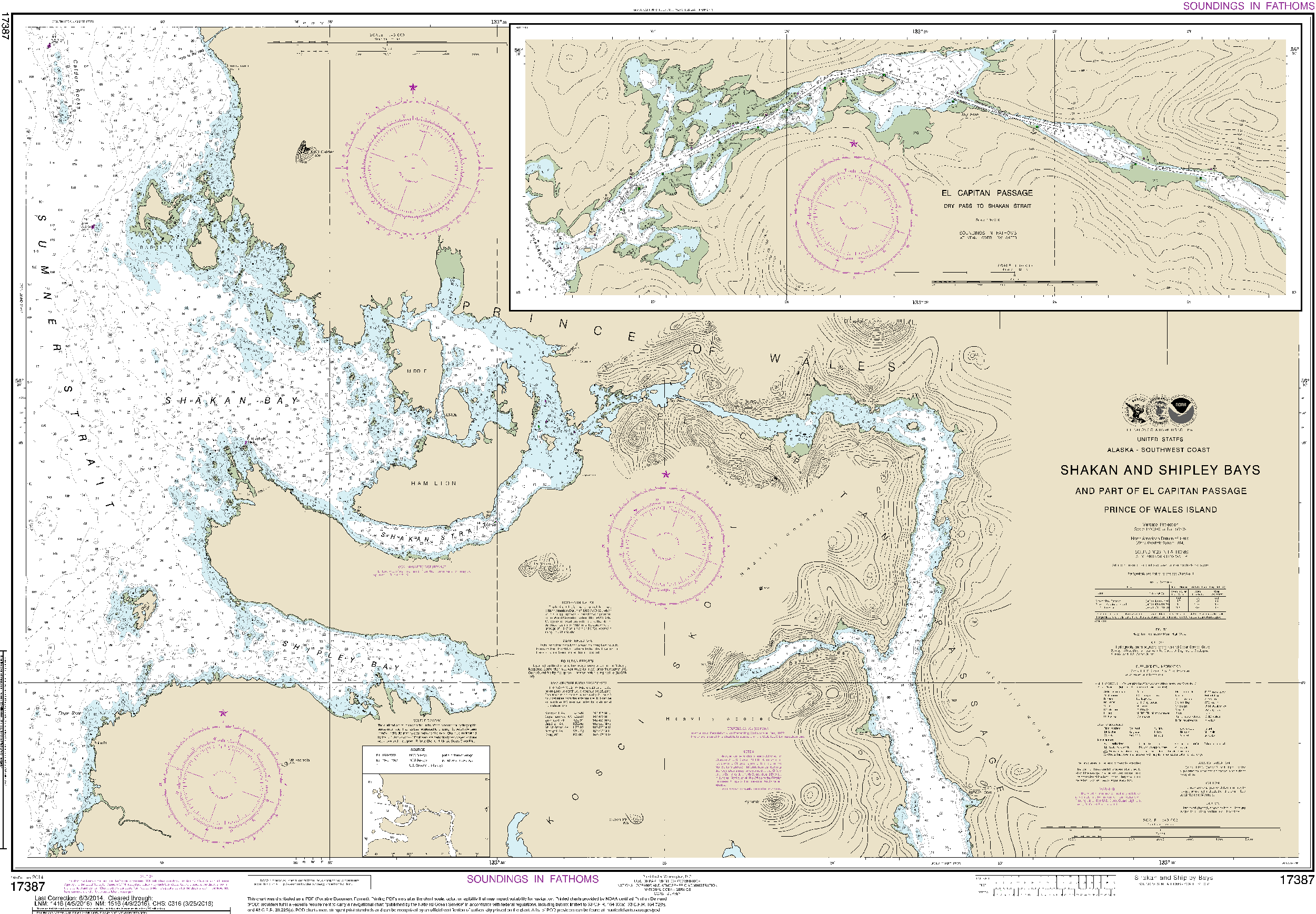 NOAA Nautical Chart 17387: Shakan and Shipley Bays and Part of El Capitan Passage;El Capitan Pasage, Dry Pass to Shakan Strait