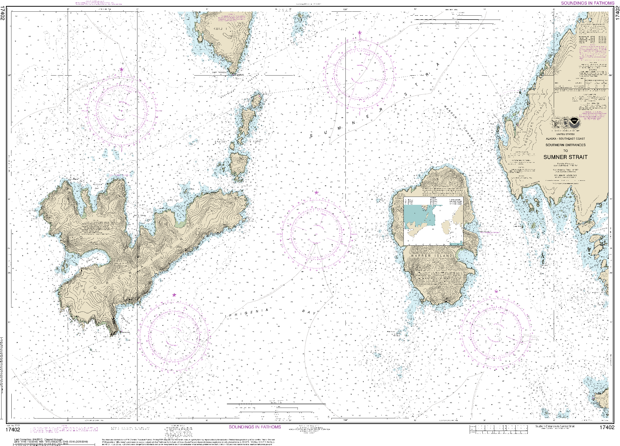 NOAA Nautical Chart 17402: Southern Entrances to Sumner Strait