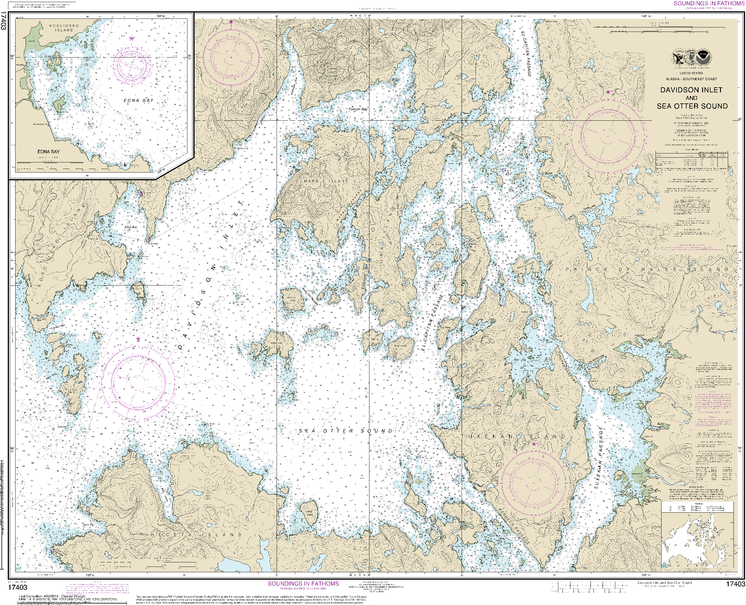 NOAA Nautical Chart 17403: Davidson Inlet and Sea Otter Sound;Edna Bay