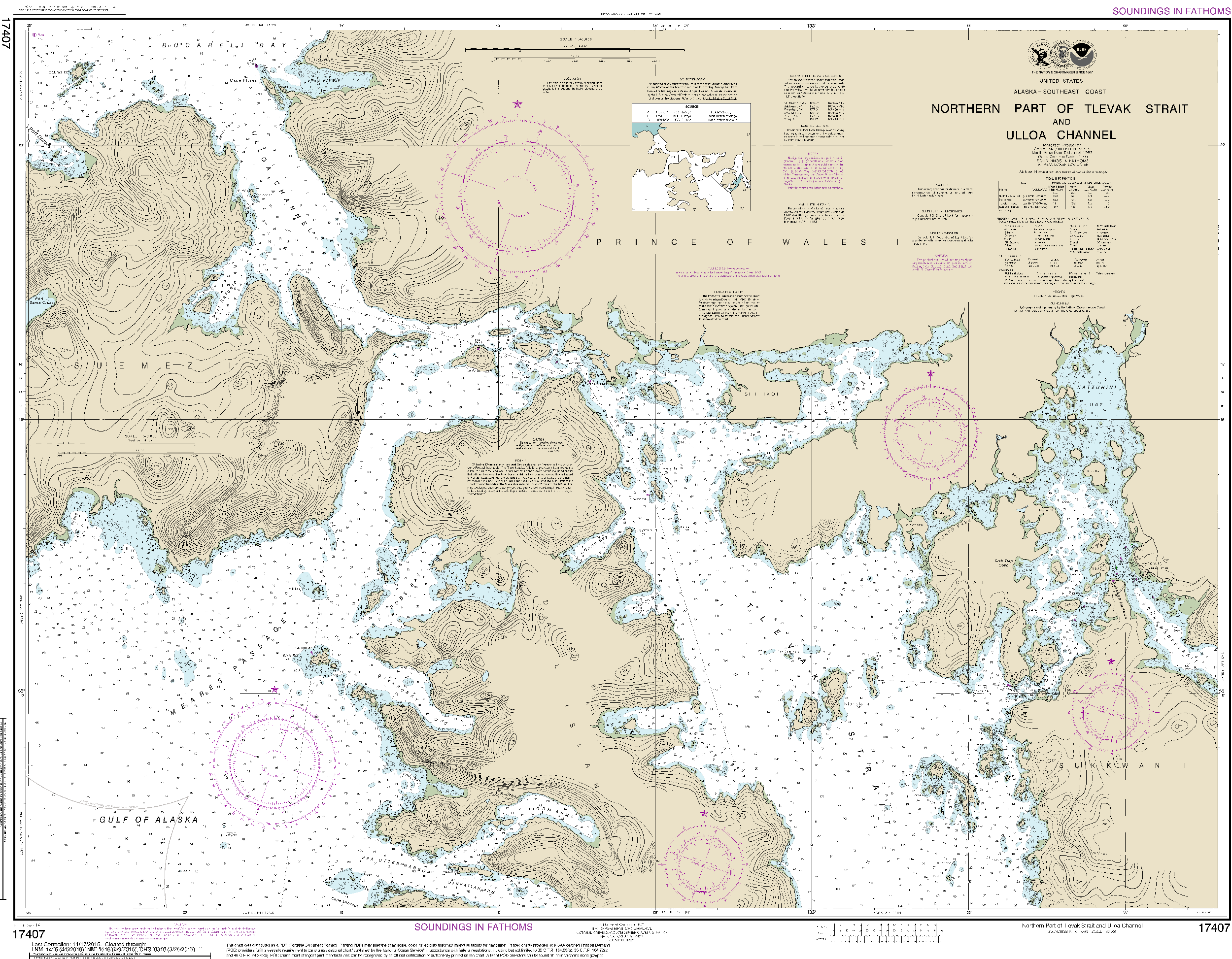 NOAA Nautical Chart 17407: Northern part of Tlevak Strait and Uloa Channel