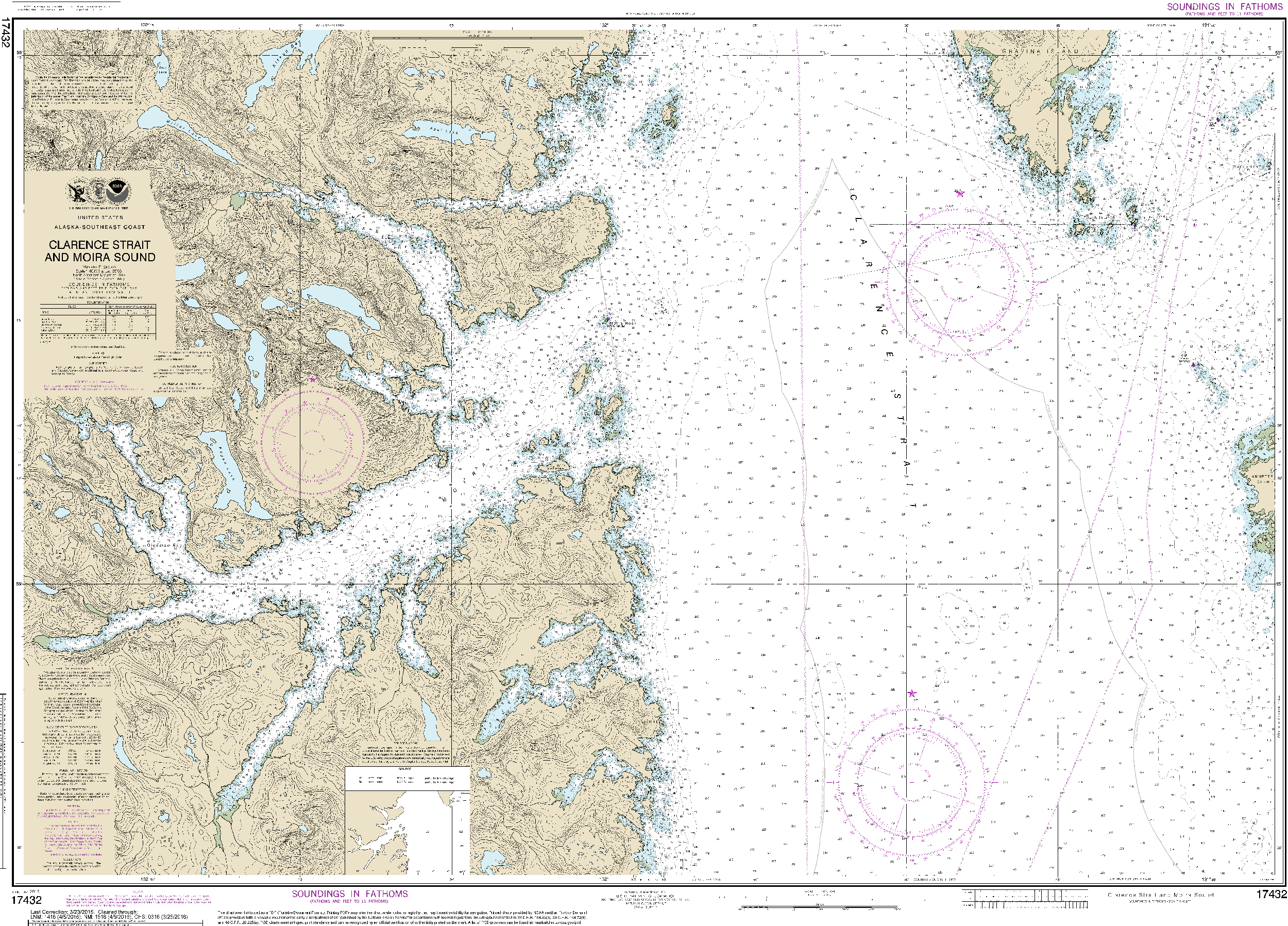NOAA Nautical Chart 17432: Clarence Strait and Moira Sound