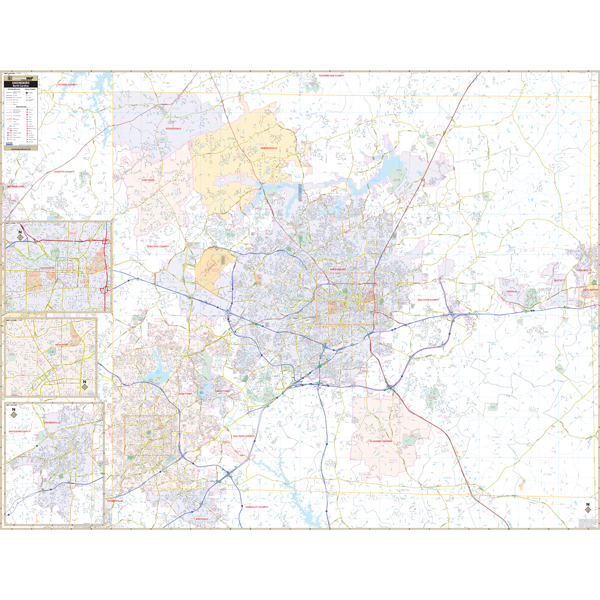 Greensboro, Nc Wall Map - Large Laminated