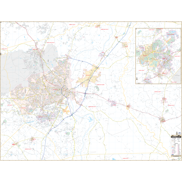 Fayetteville, Nc Wall Map - Large Laminated