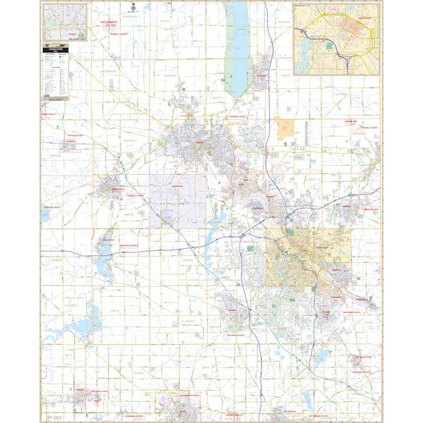 Youngstown And Warren, Oh Wall Map - Large Laminated