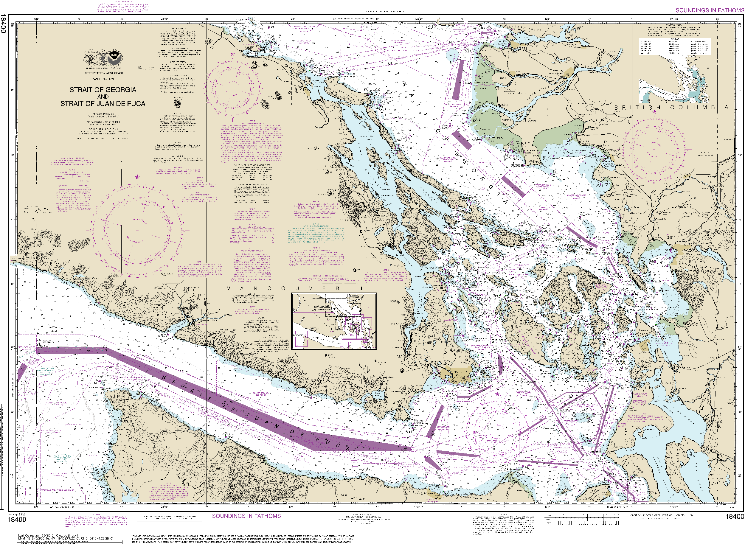 NOAA Nautical Chart 18400: Strait of Georgia and Strait of Juan de Fuca