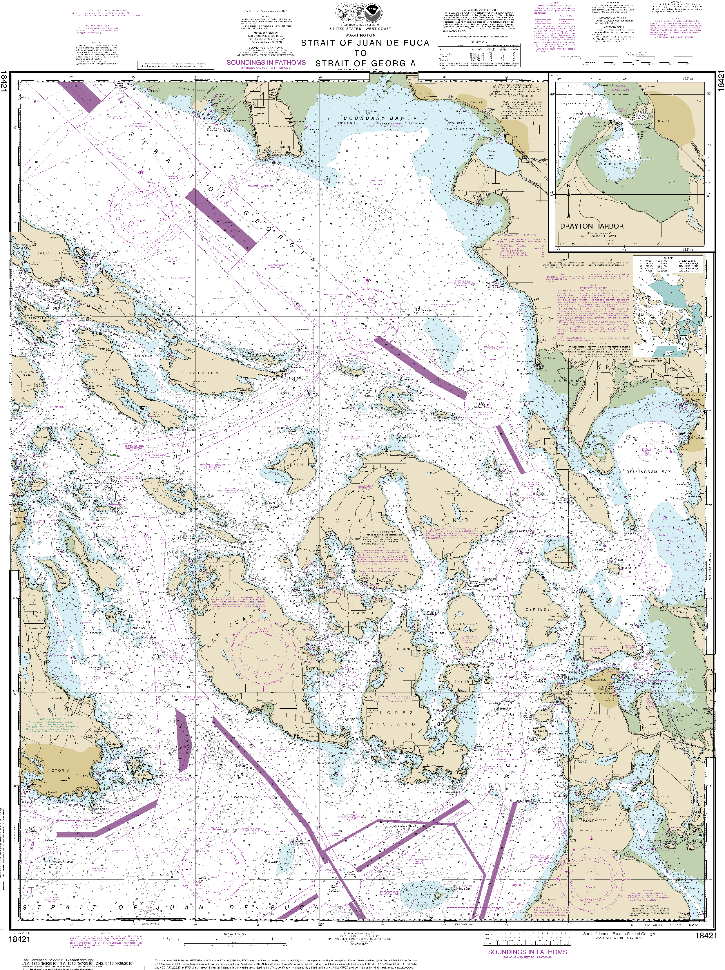 NOAA Nautical Chart 18421: Strait of Juan de Fuca to Strait of Georgia;Drayton Harbor