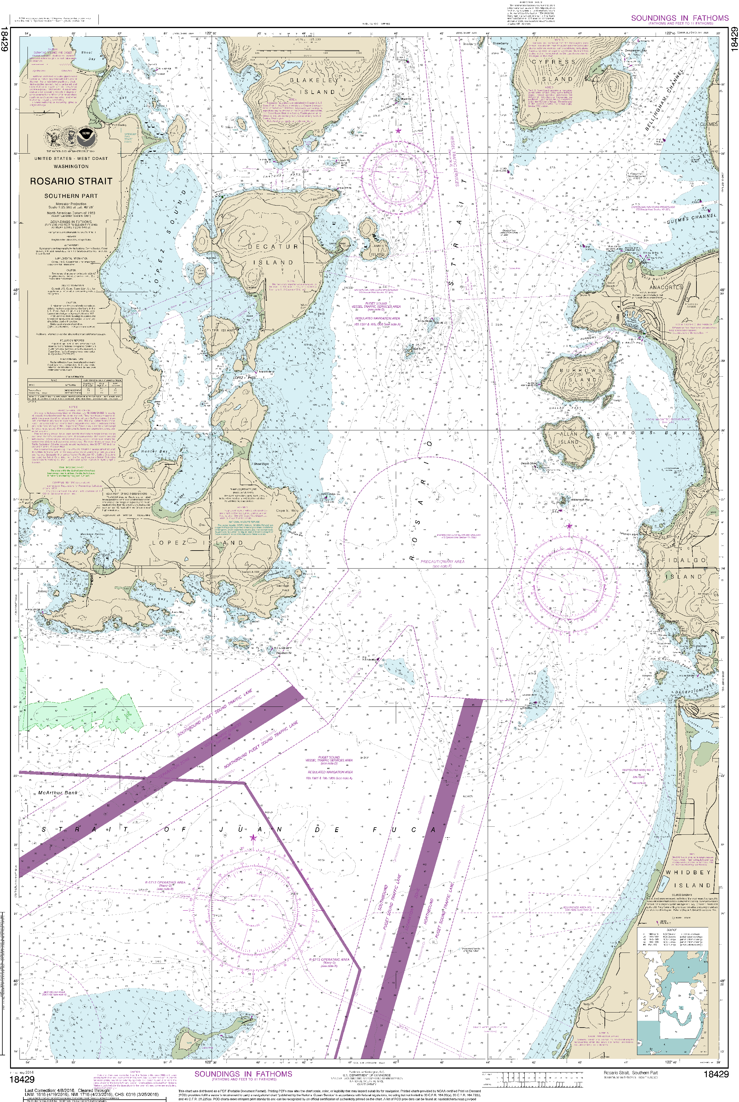 NOAA Nautical Chart 18429: Rosario Strait-southern part
