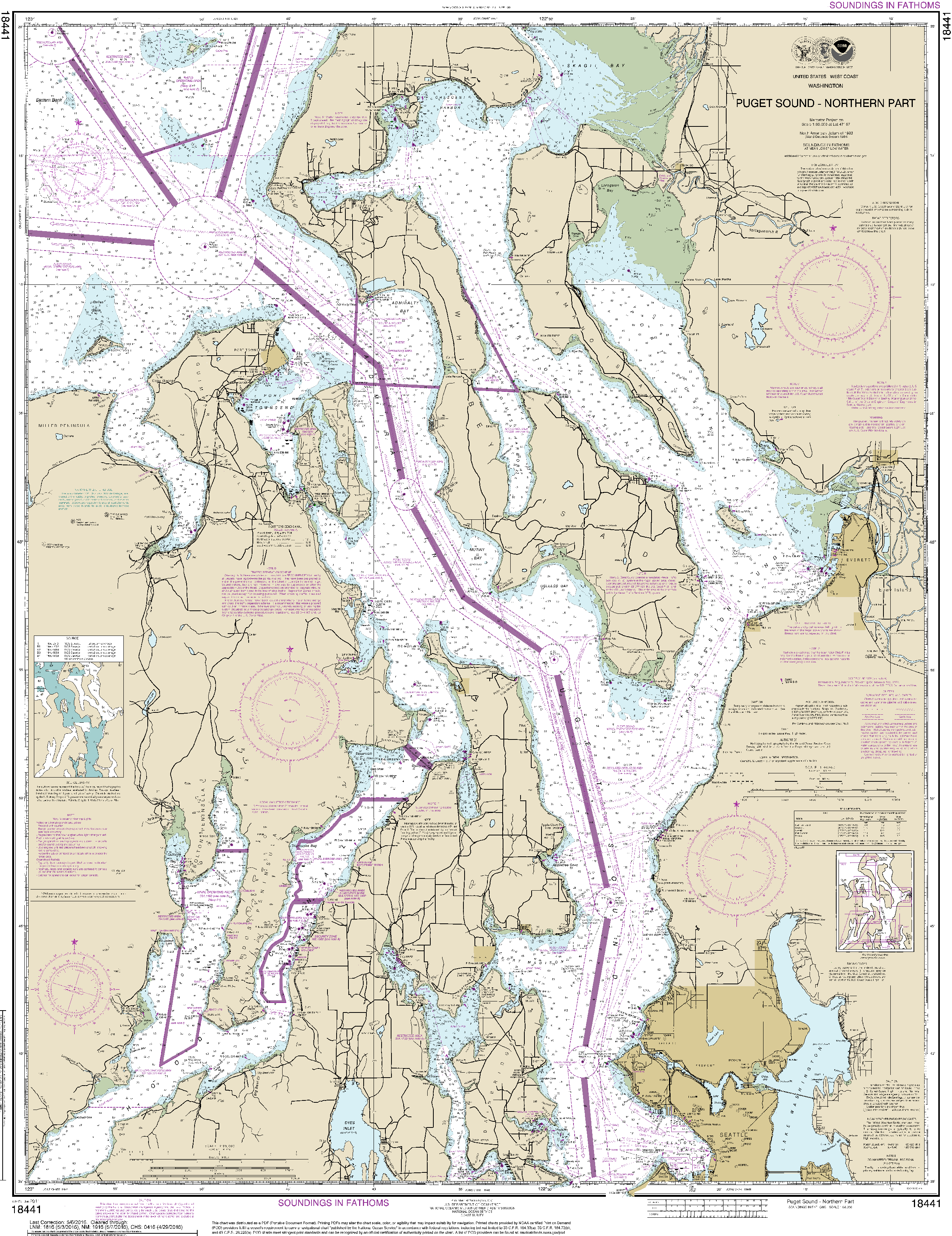 NOAA Nautical Chart 18441: Puget Sound-northern part
