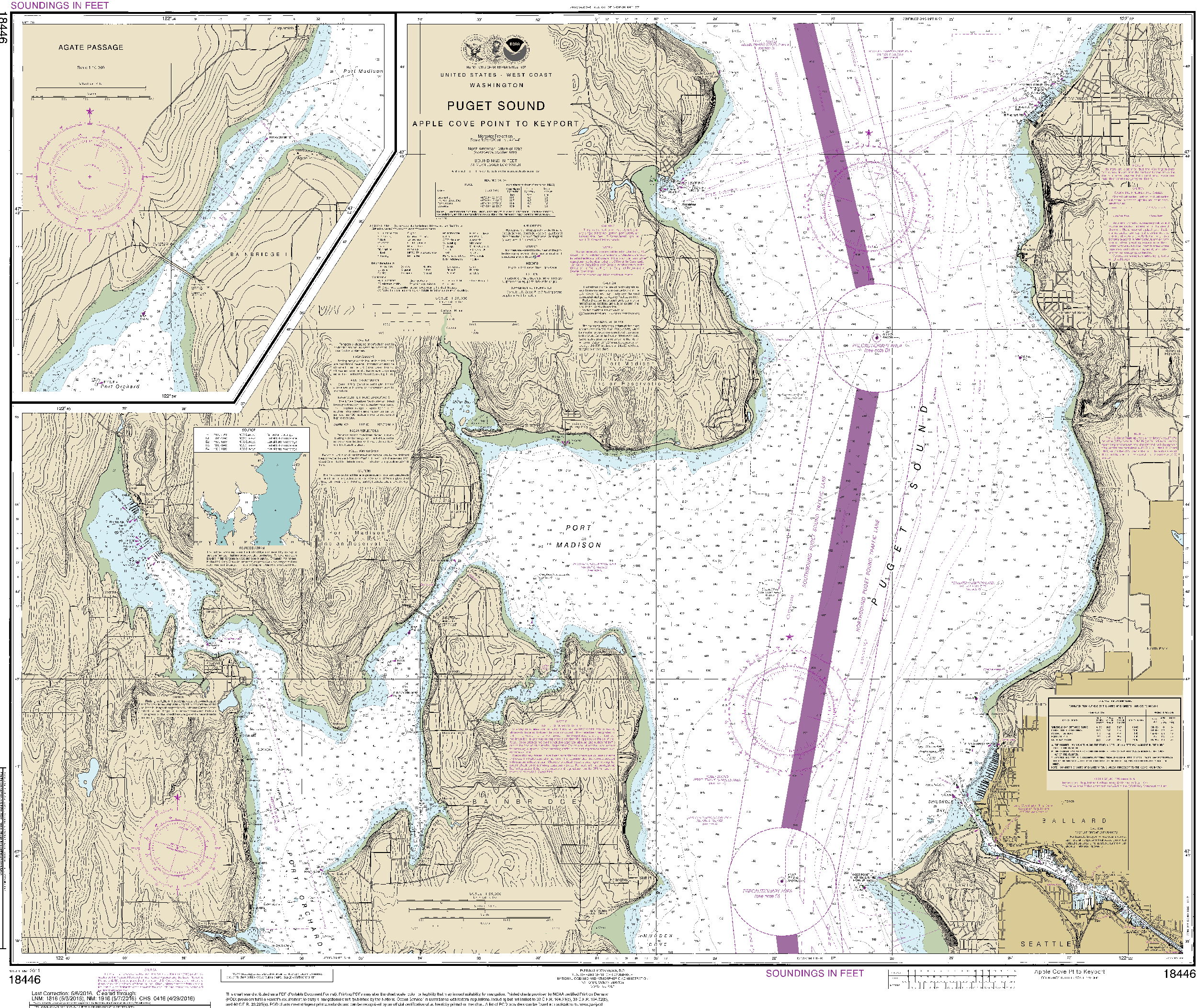 NOAA Nautical Chart 18446: Puget Sound-Apple Cove Point to Keyport;Agate Passage