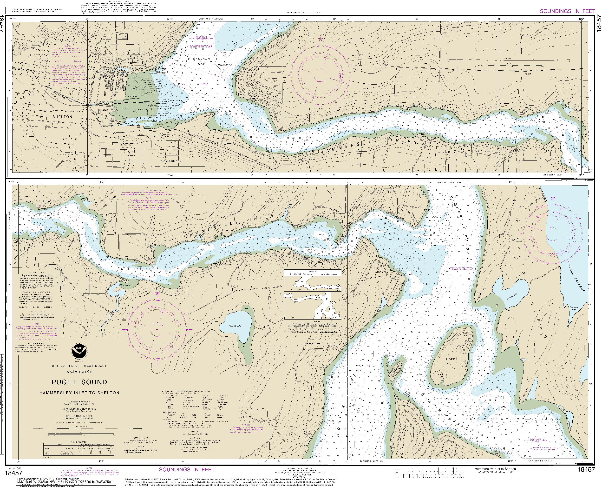 NOAA Nautical Chart 18457: Puget Sound-Hammersley Inlet to Shelton