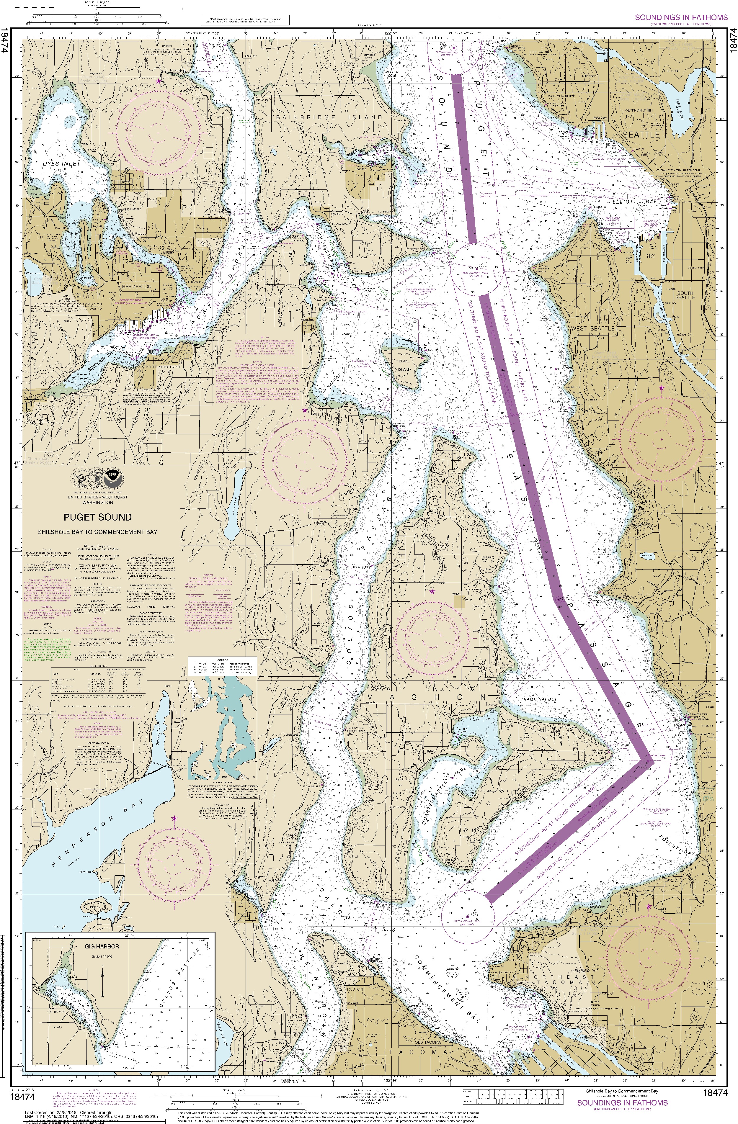 NOAA Nautical Chart 18474: Puget Sound-Shilshole Bay to Commencement Bay