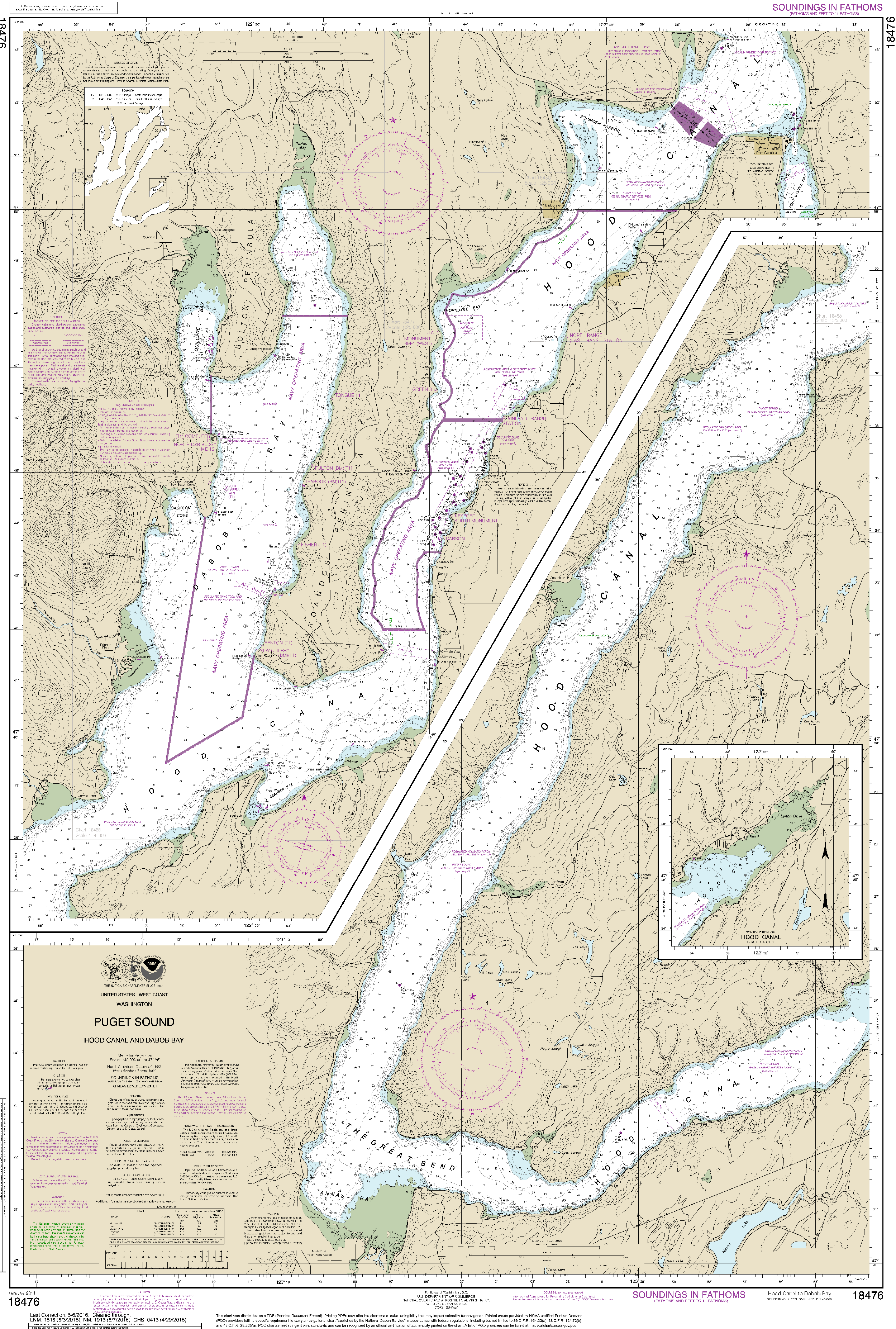 NOAA Nautical Chart 18476: Puget Sound-Hood Canal and Dabob Bay