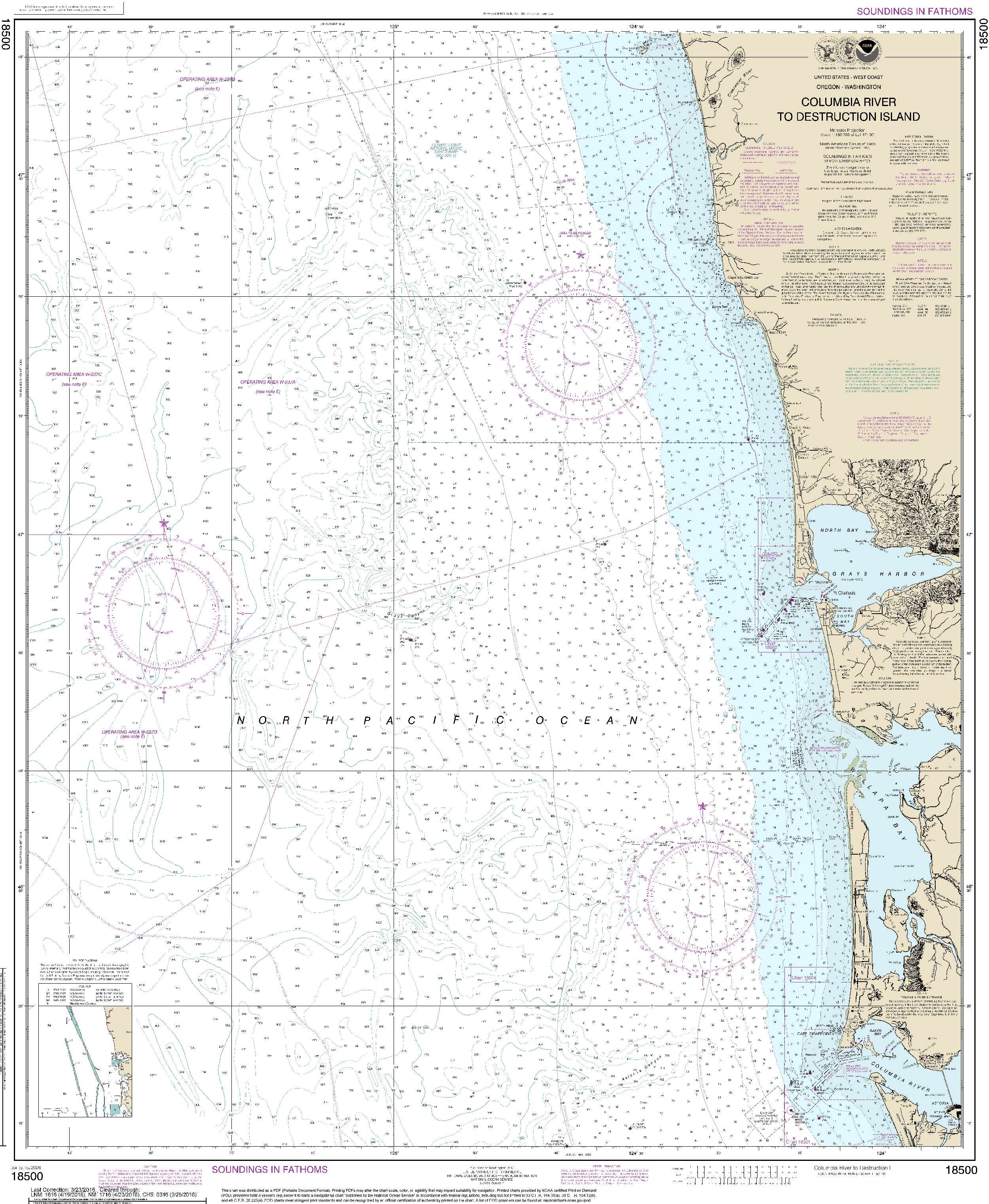NOAA Nautical Chart 18500: Columbia River to Destruction Island