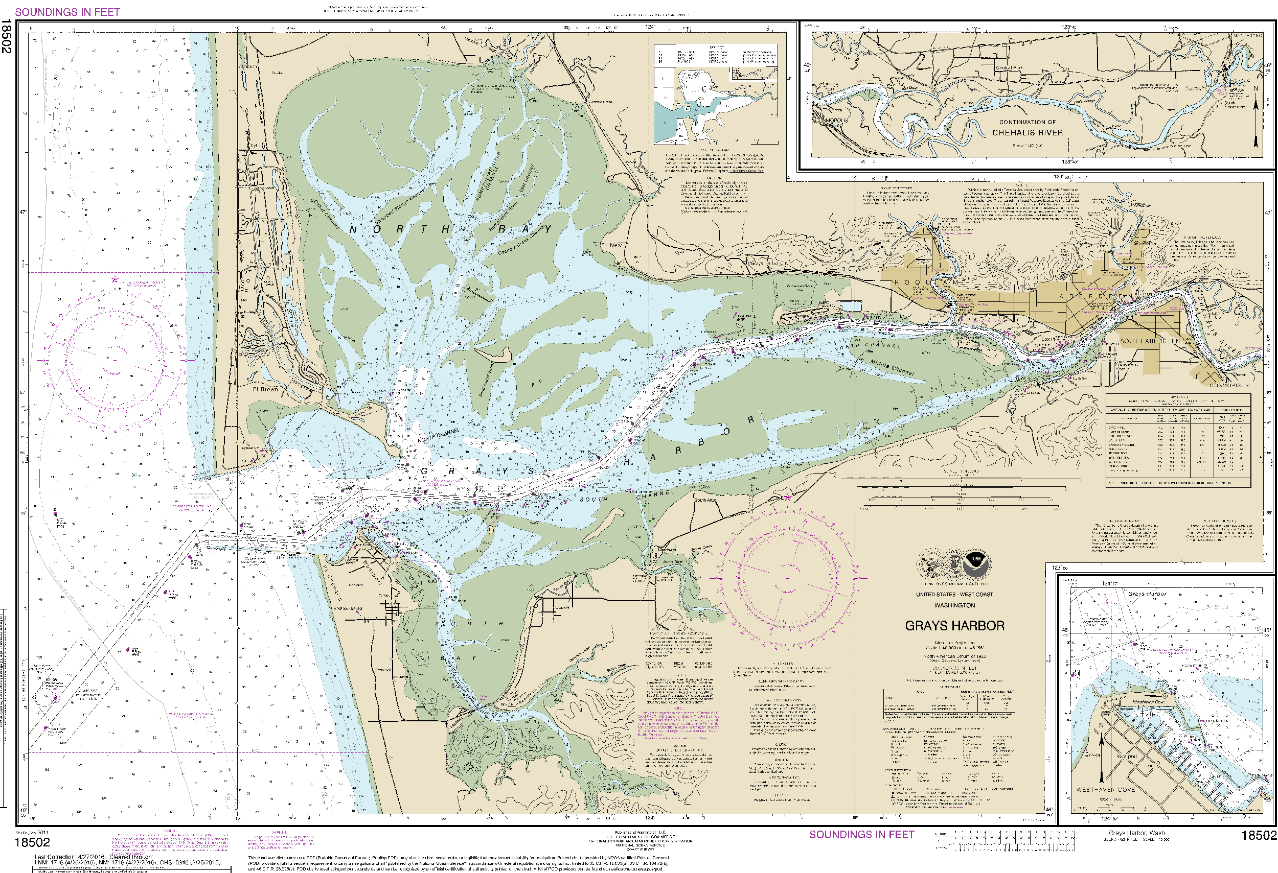 NOAA Nautical Chart 18502: Grays Harbor;Westhaven Cove
