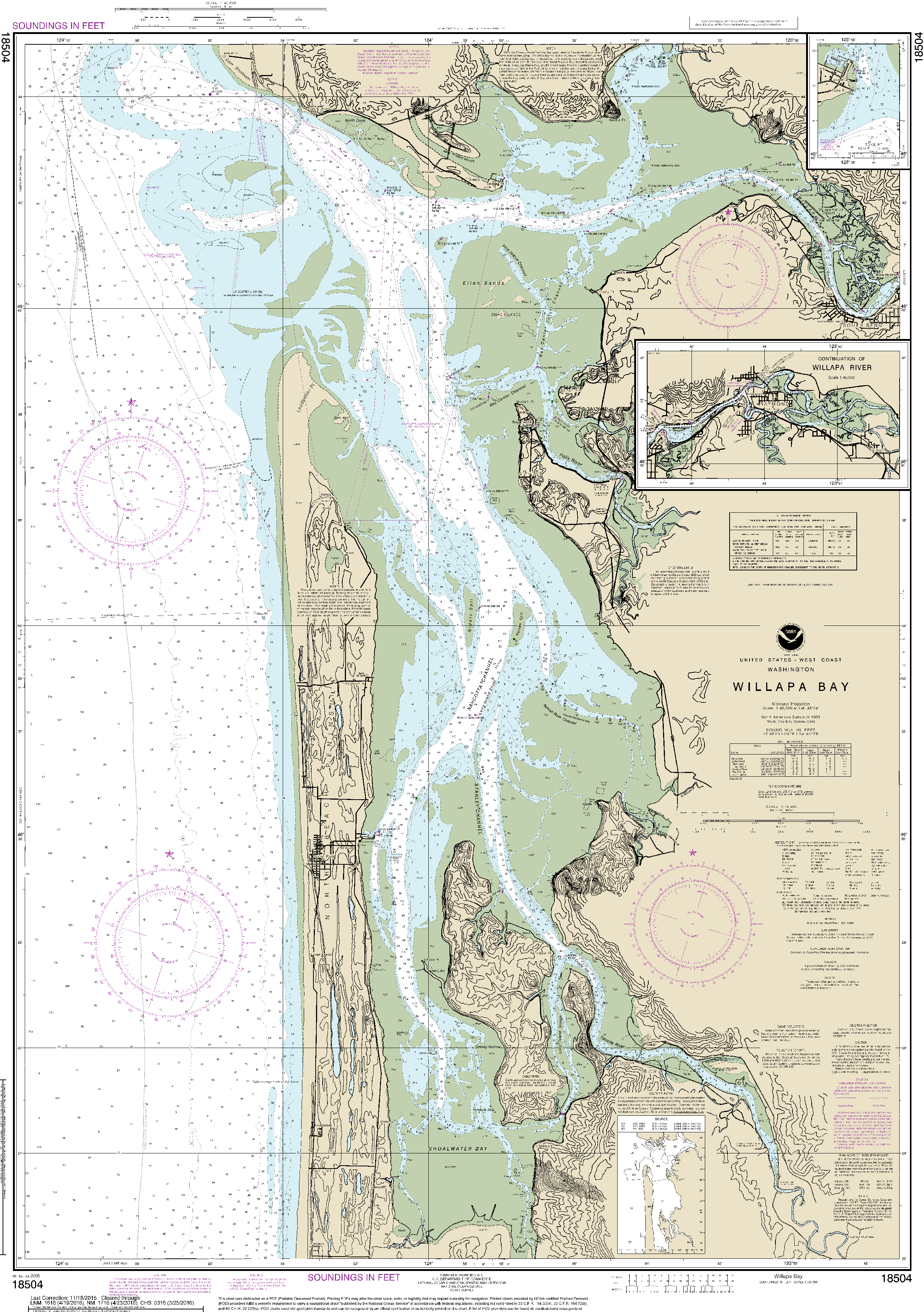 NOAA Nautical Chart 18504: Willapa Bay;Toke Pt.