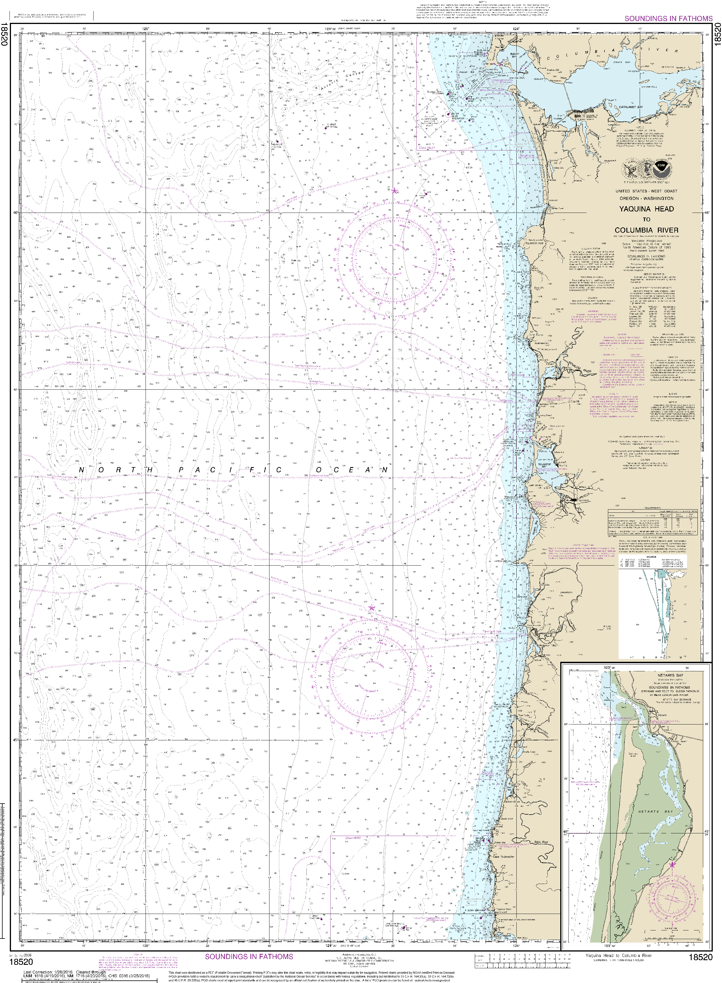 NOAA Nautical Chart 18520: Yaquina Head to Columbia River;Netarts Bay