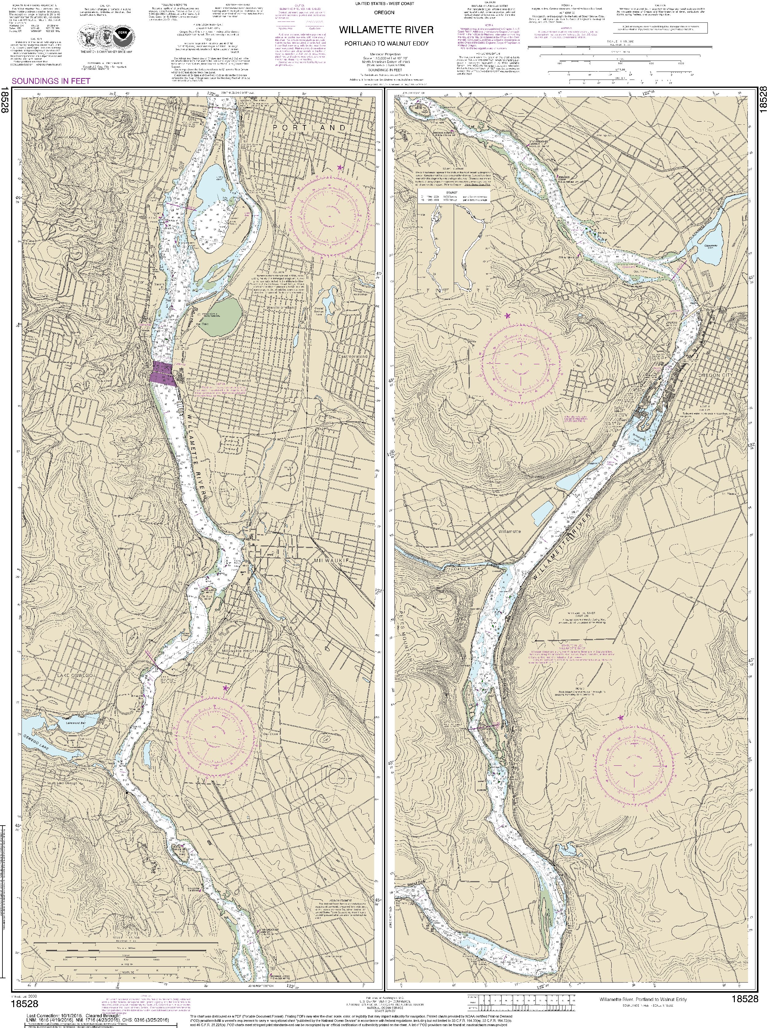 NOAA Nautical Chart 18528: Willamette River Portland to Walnut Eddy
