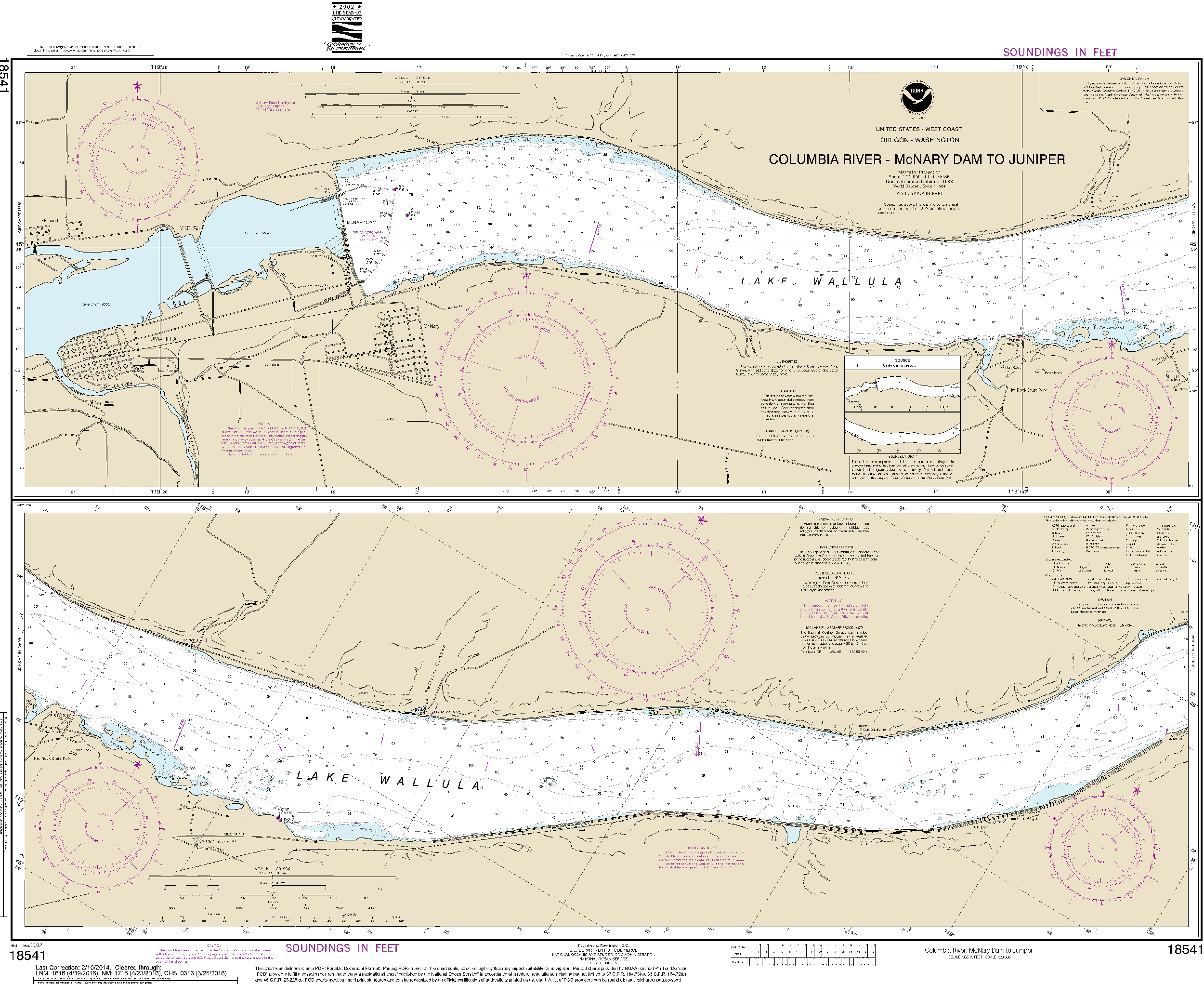 NOAA Nautical Chart 18541: Columbia River-McNary Dam to Juniper