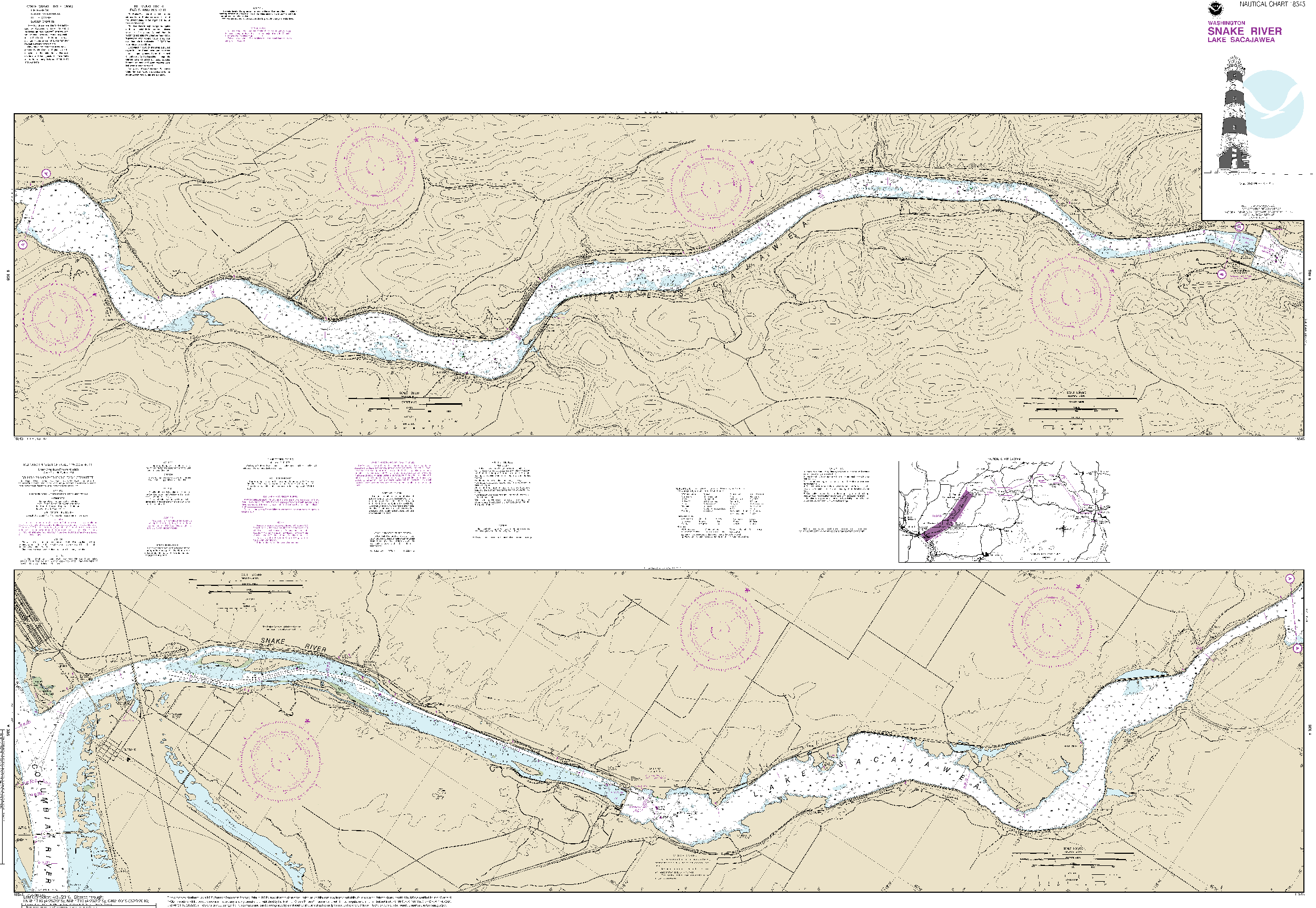 NOAA Nautical Chart 18545: Lake Sacajawea