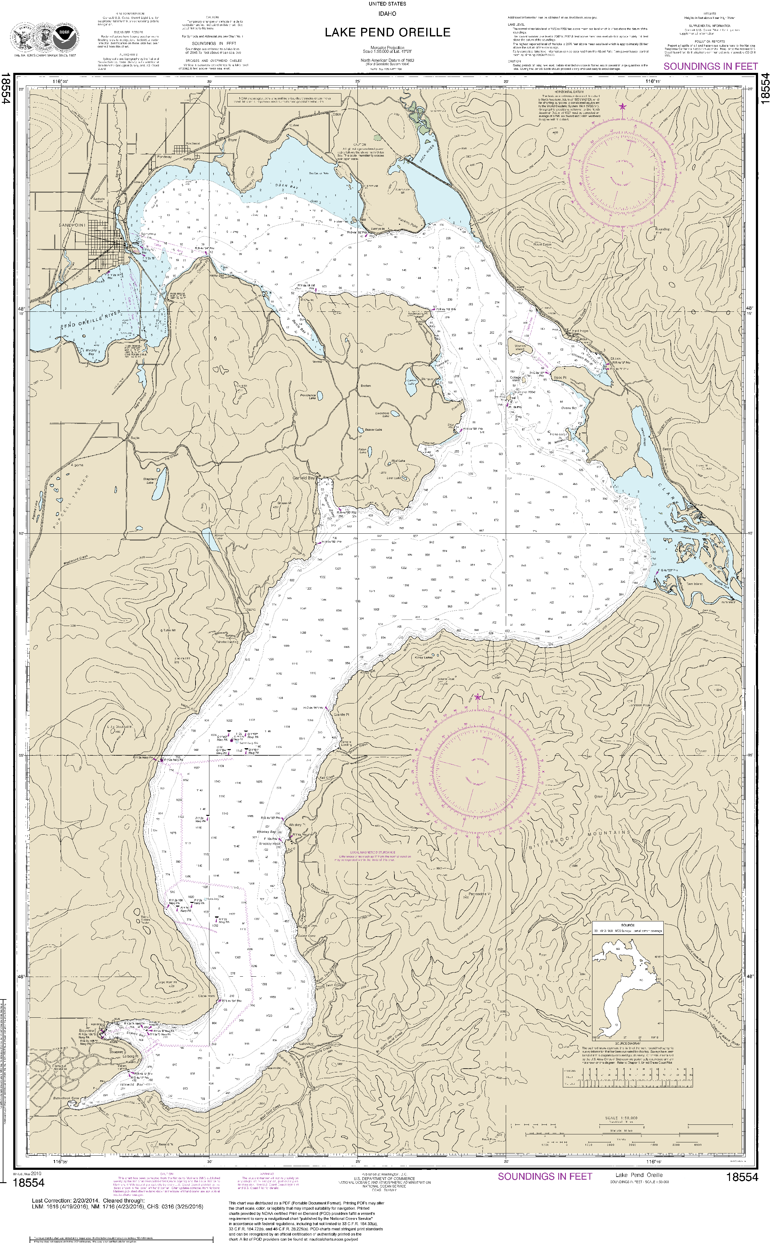 NOAA Nautical Chart 18554: Lake Pend Oreille