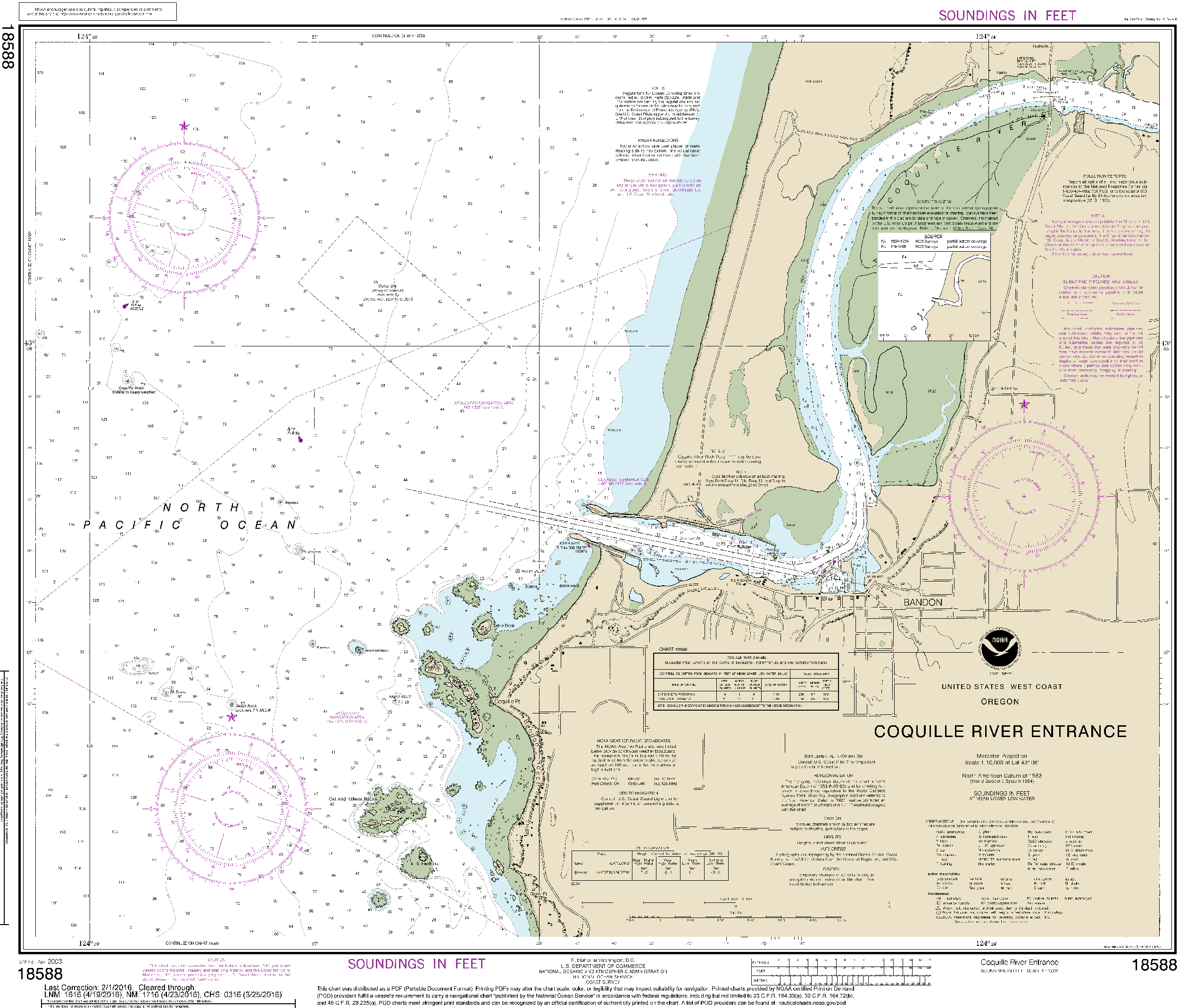 NOAA Nautical Chart 18588: Coquille River Entrance