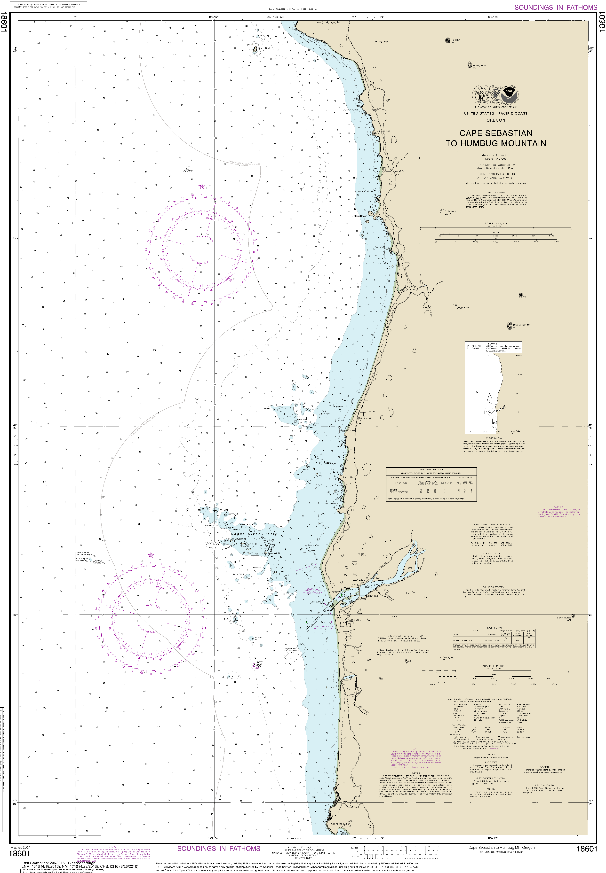 NOAA Nautical Chart 18601: Cape Sebastian to Humbug Mountain