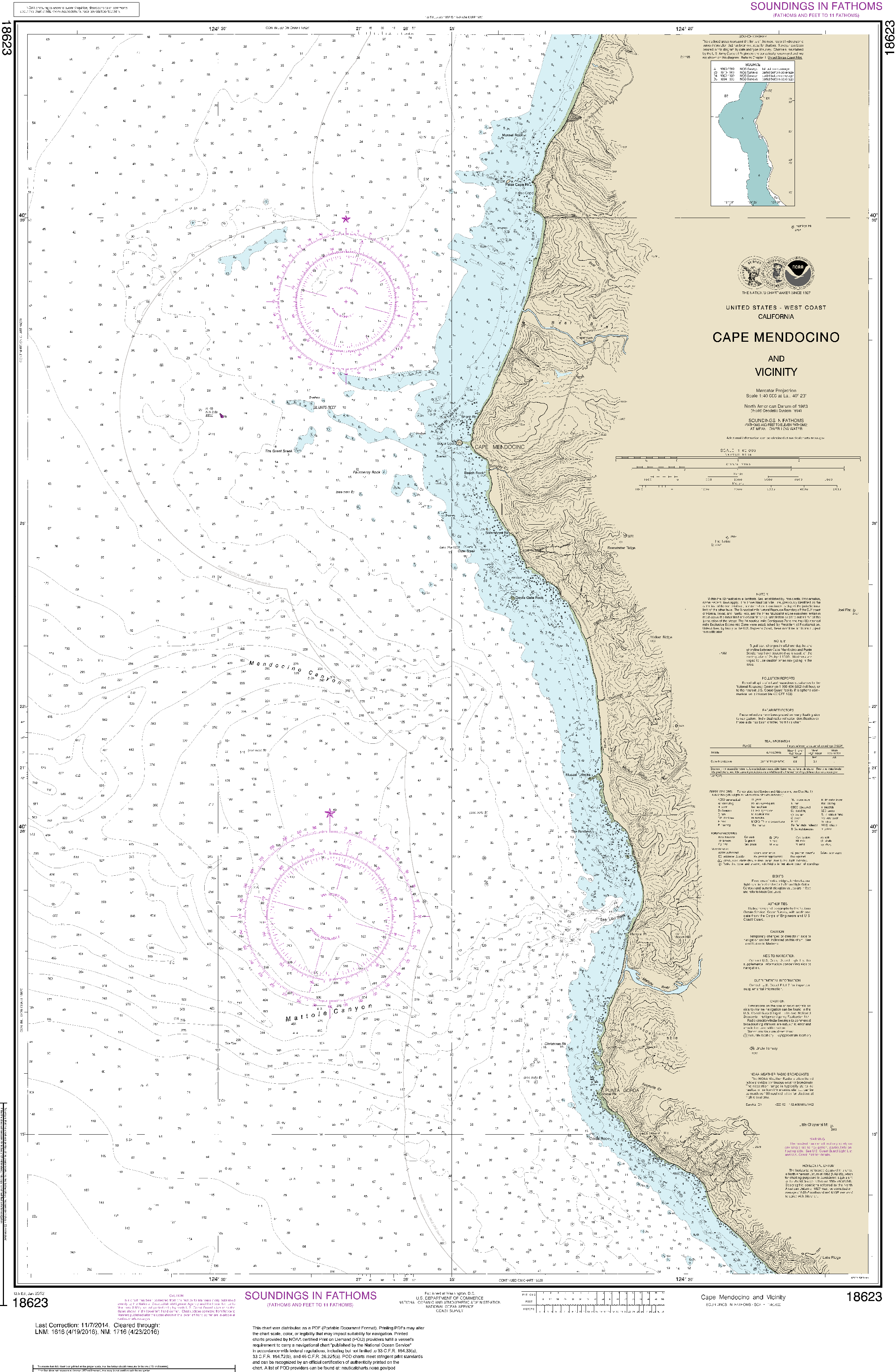 NOAA Nautical Chart 18623: Cape Mendocino and vicinity