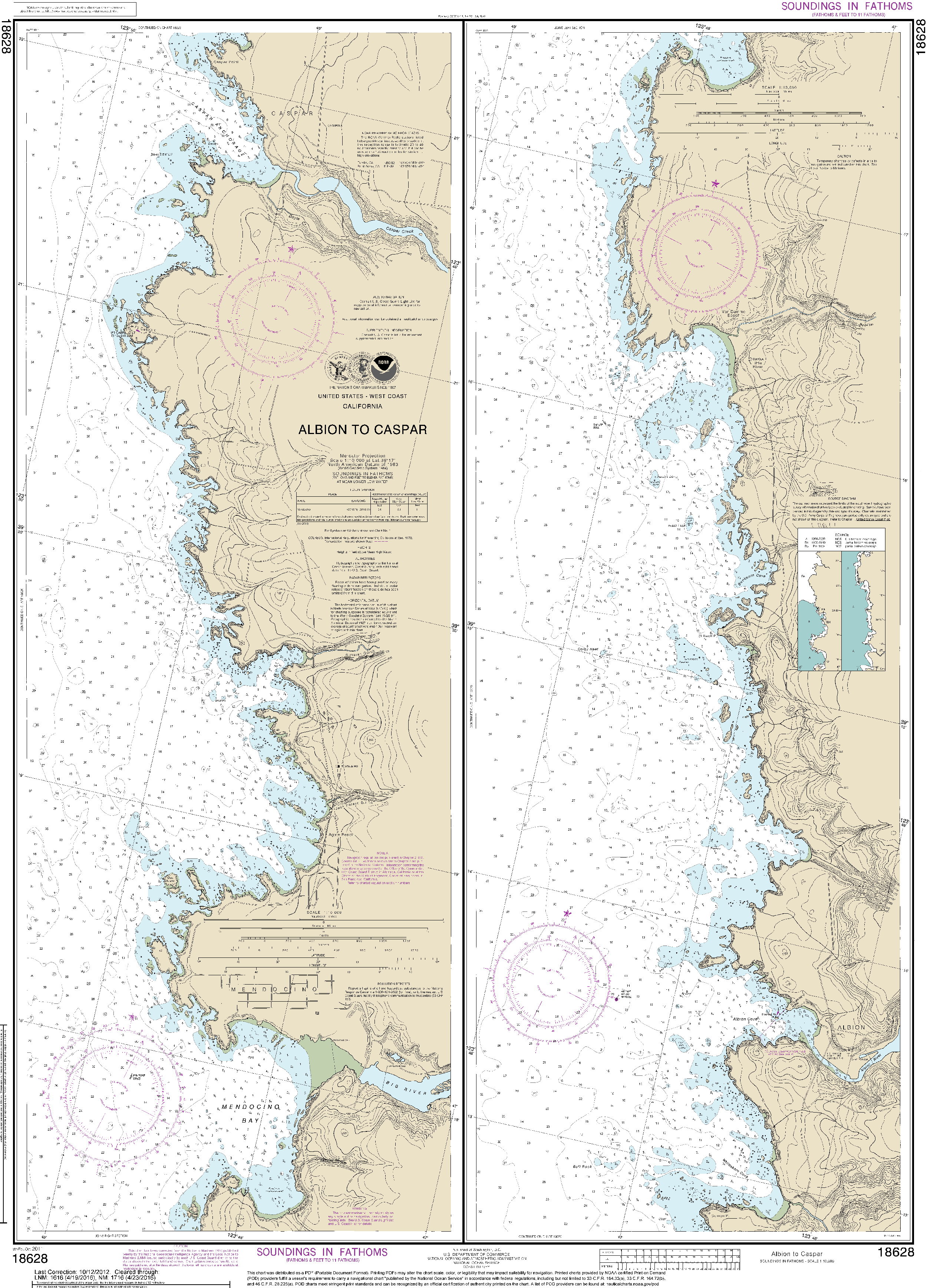 NOAA Nautical Chart 18628: Albion to Caspar