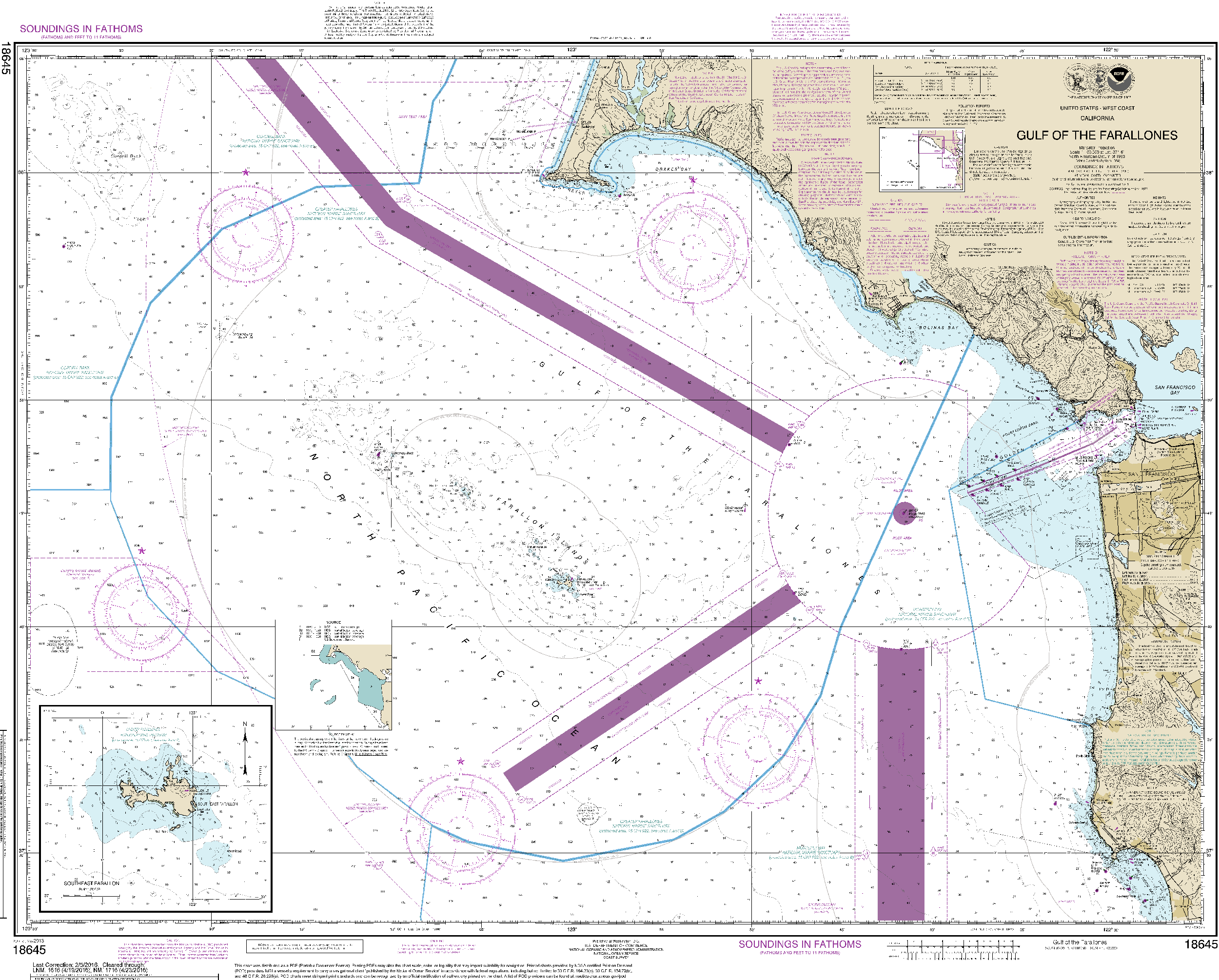 NOAA Nautical Chart 18645: Gulf of the Farallones;Southeast Farallon