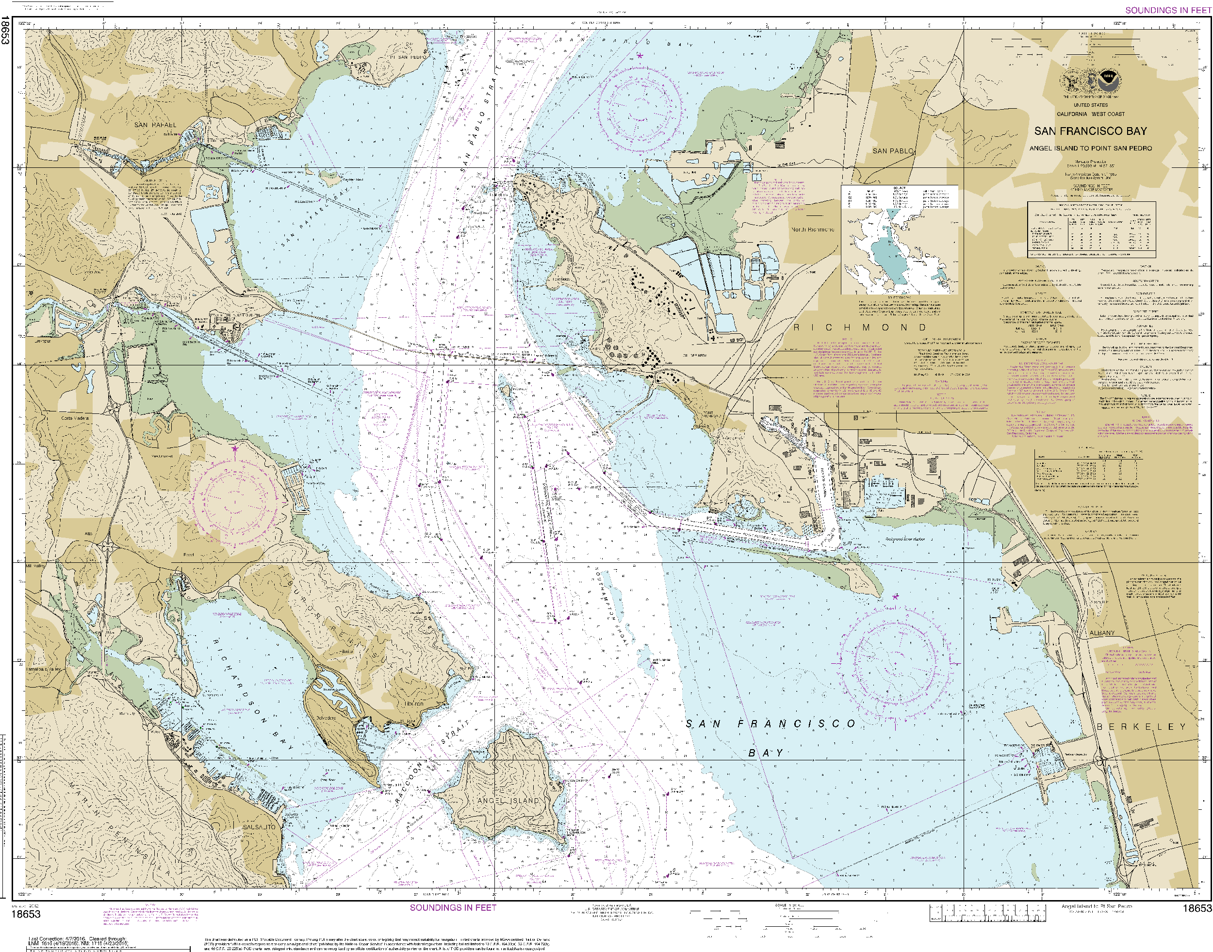 NOAA Nautical Chart 18653: San Francisco Bay-Angel Island to Point San Pedro