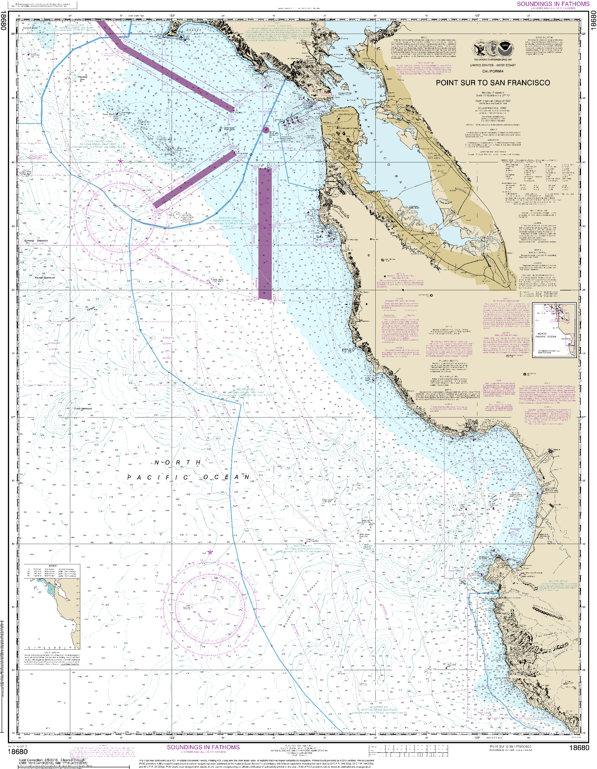 NOAA Nautical Chart 18680: Point Sur to San Francisco