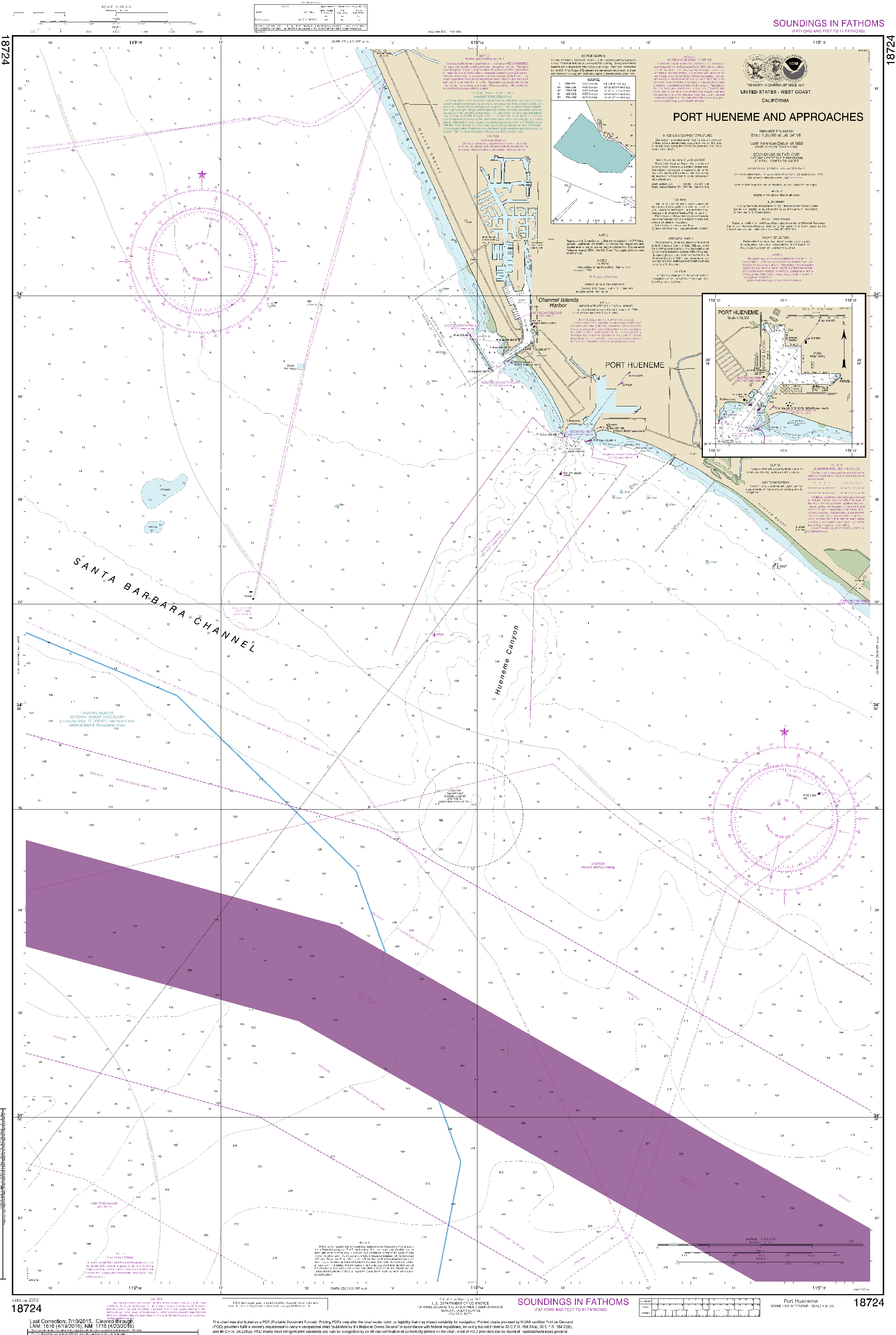 NOAA Nautical Chart 18724: Port Hueneme And Approaches;Port Hueneme