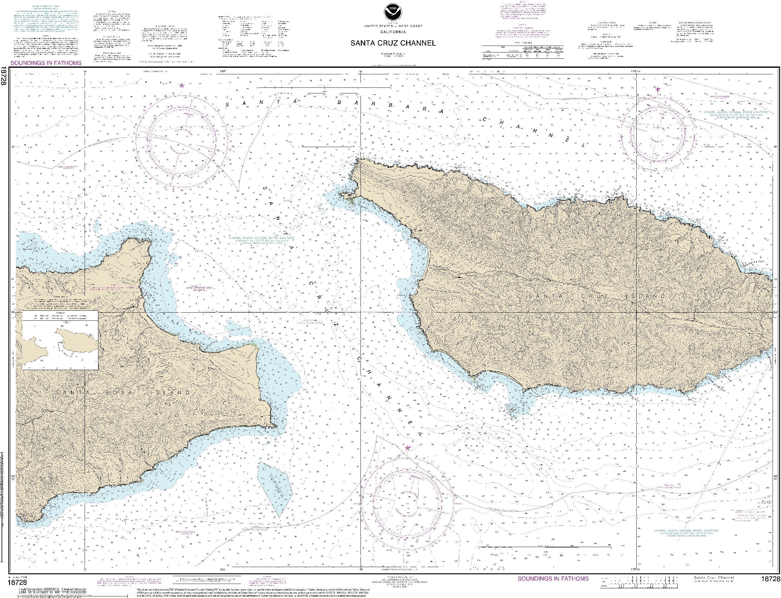 NOAA Nautical Chart 18728: Santa Cruz Channel
