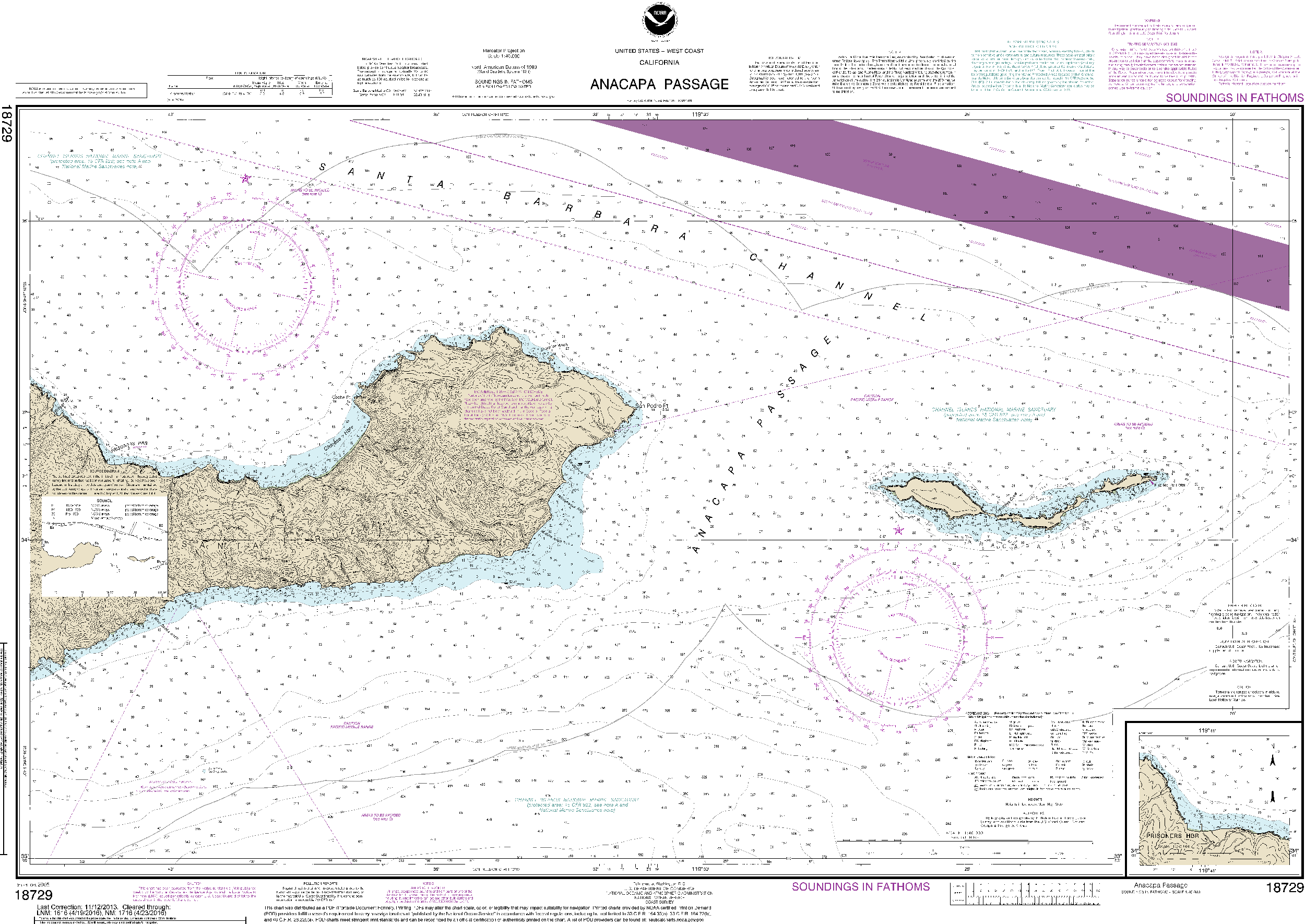 NOAA Nautical Chart 18729: Anacapa Passage;Prisoners Harbor