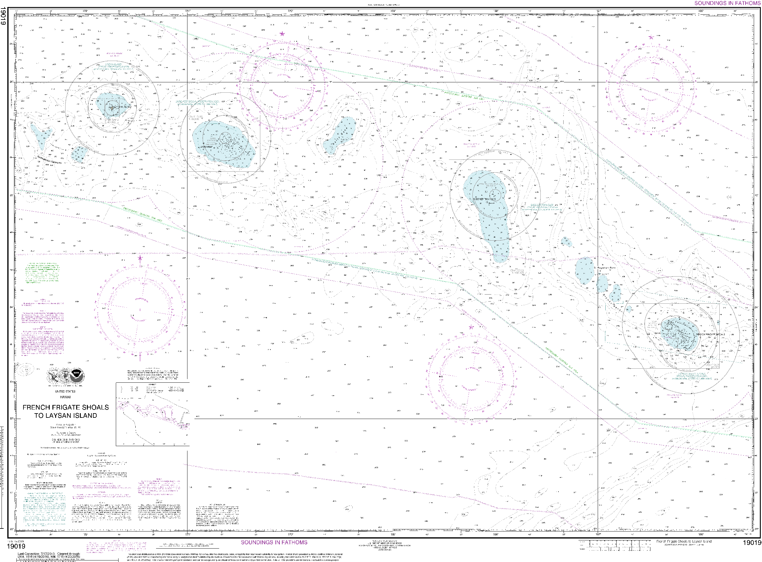 NOAA Nautical Chart 19019: French Frigate Shoals to Laysan Island