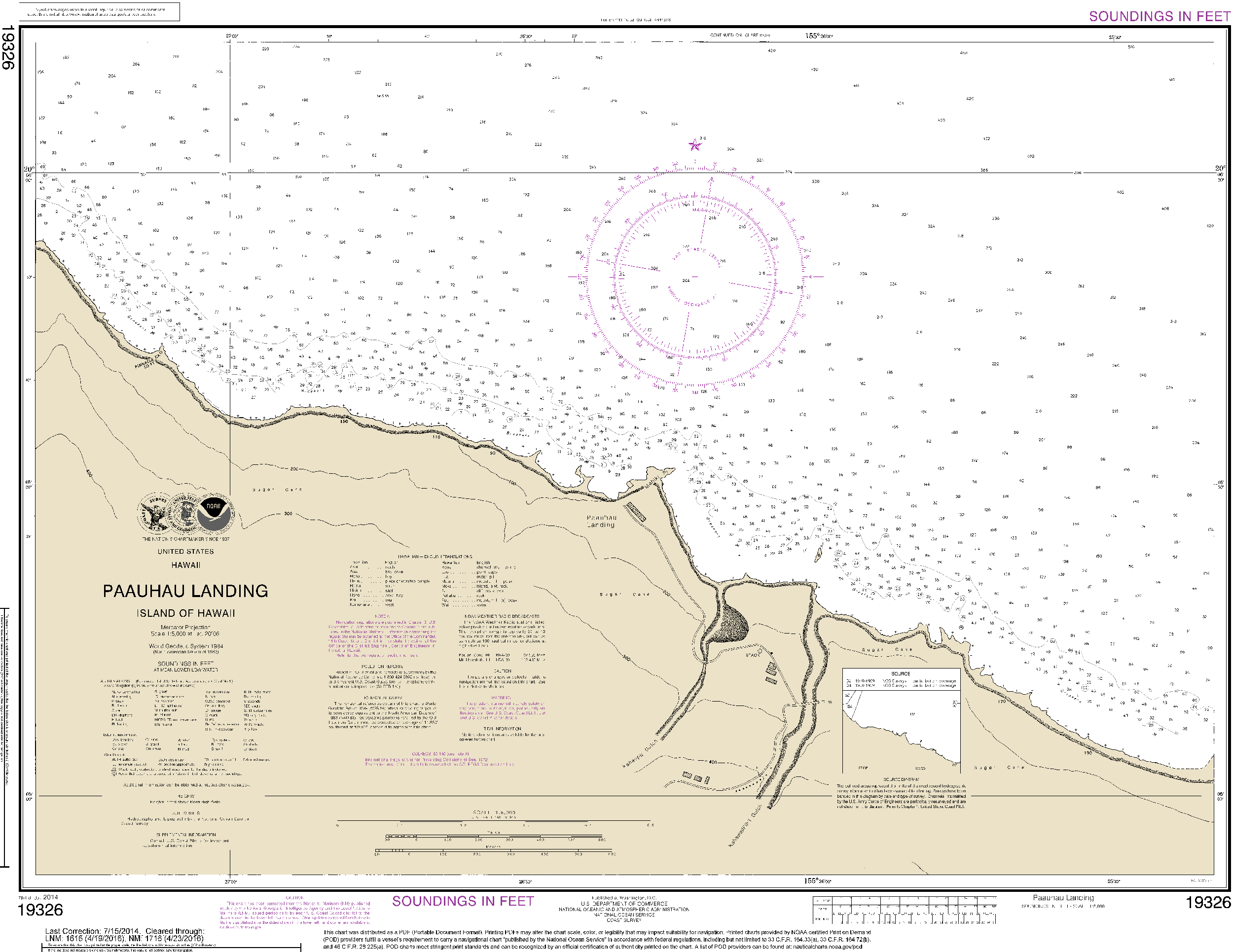 NOAA Nautical Chart 19326: Paƒ??auhau Landing Island Of Hawaiƒ??i