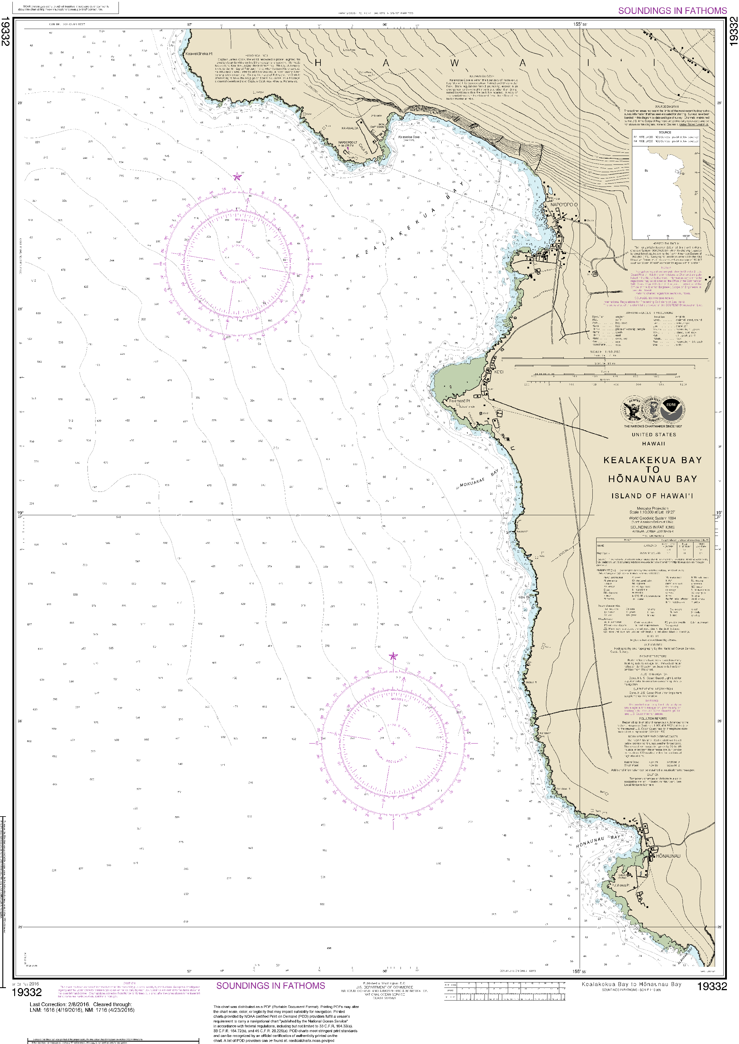 NOAA Nautical Chart 19332: Kealakekua Bay to H??naunau Bay