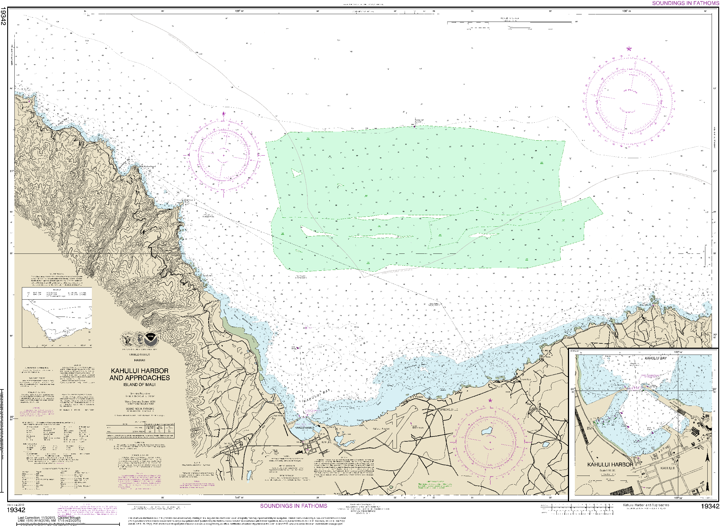 NOAA Nautical Chart 19342: Kahului Harbor and approaches;Kahului Harbor