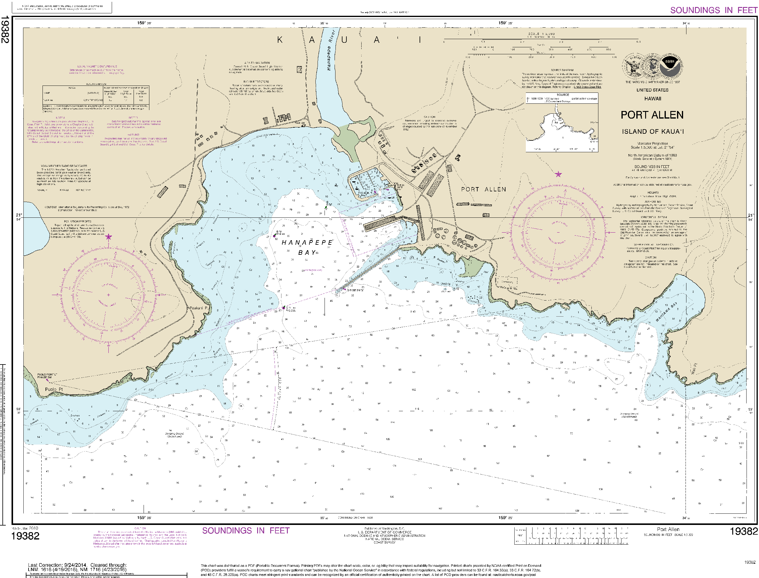NOAA Nautical Chart 19382: Port Allen Island of Kauaƒ??i